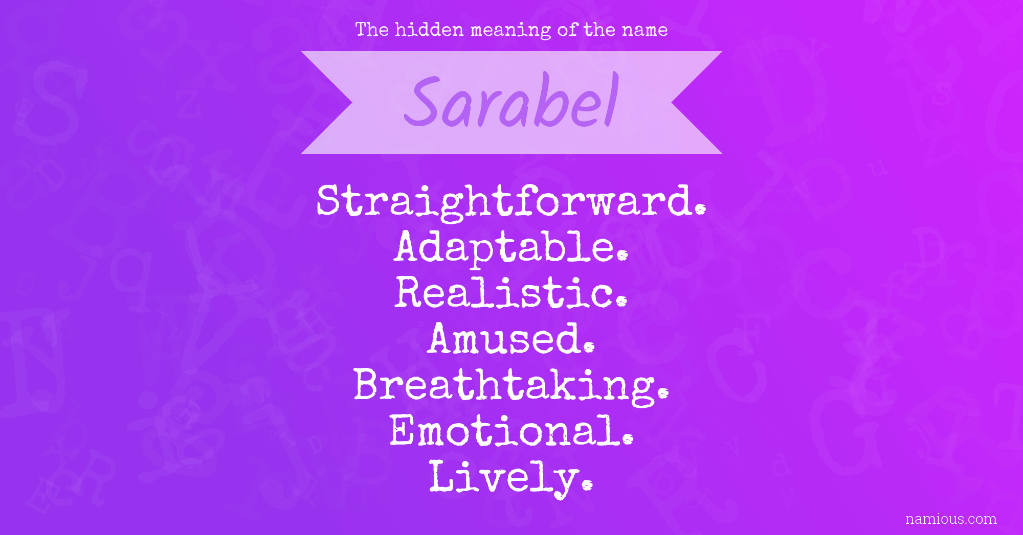 The hidden meaning of the name Sarabel