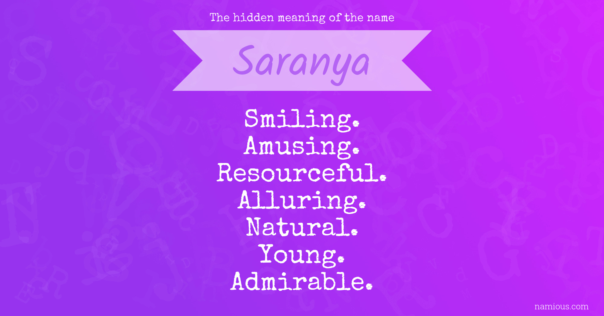 The hidden meaning of the name Saranya