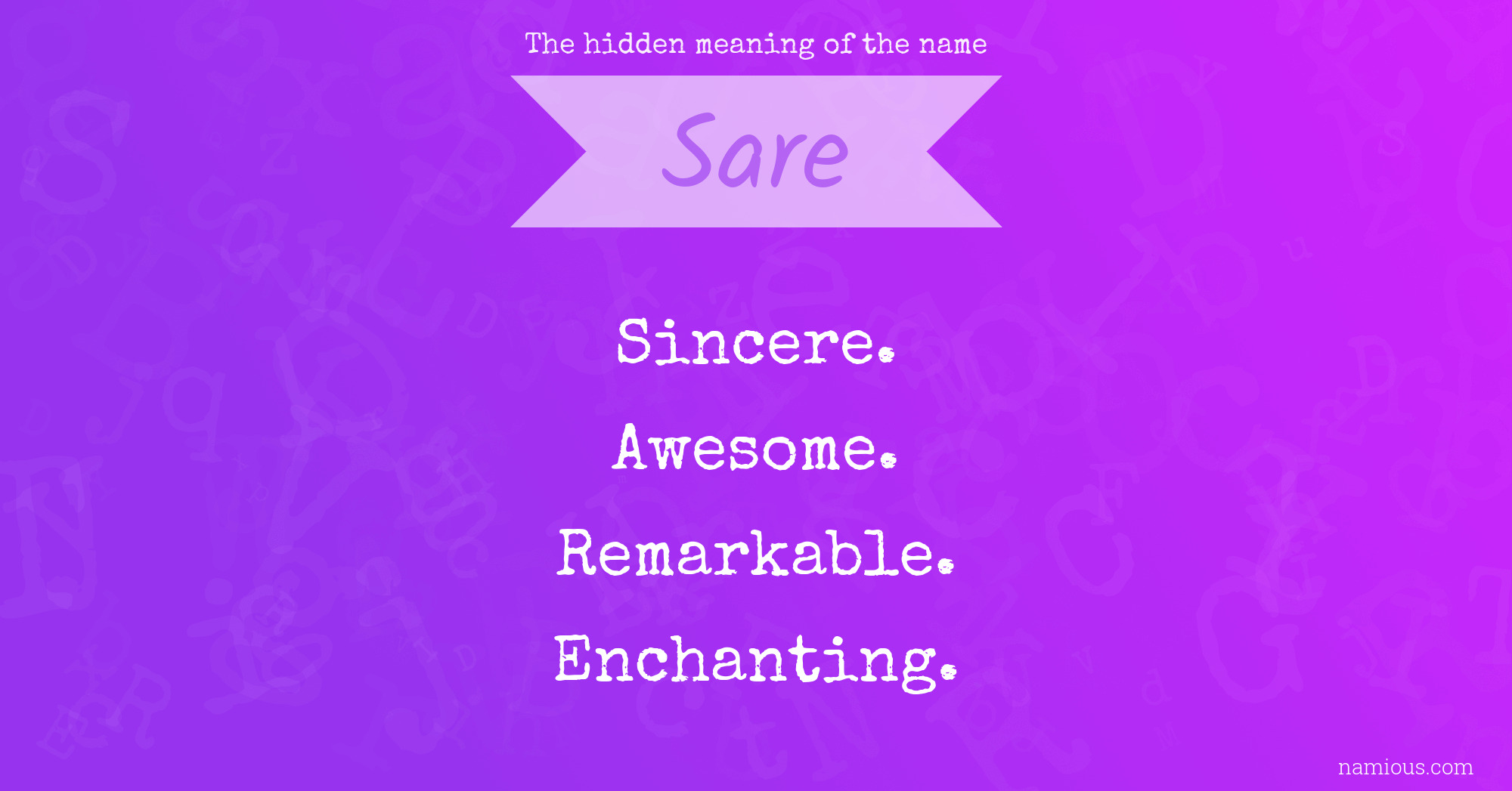 The hidden meaning of the name Sare