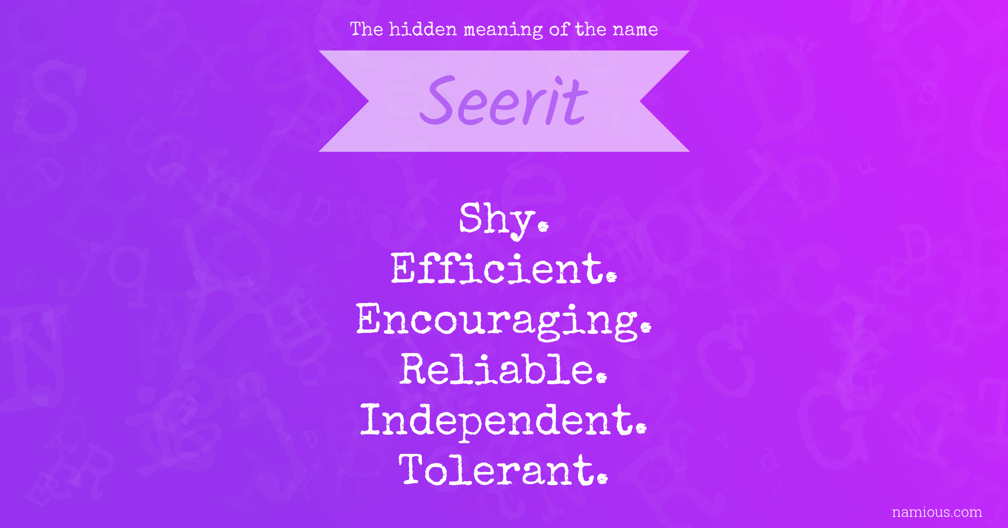 The hidden meaning of the name Seerit