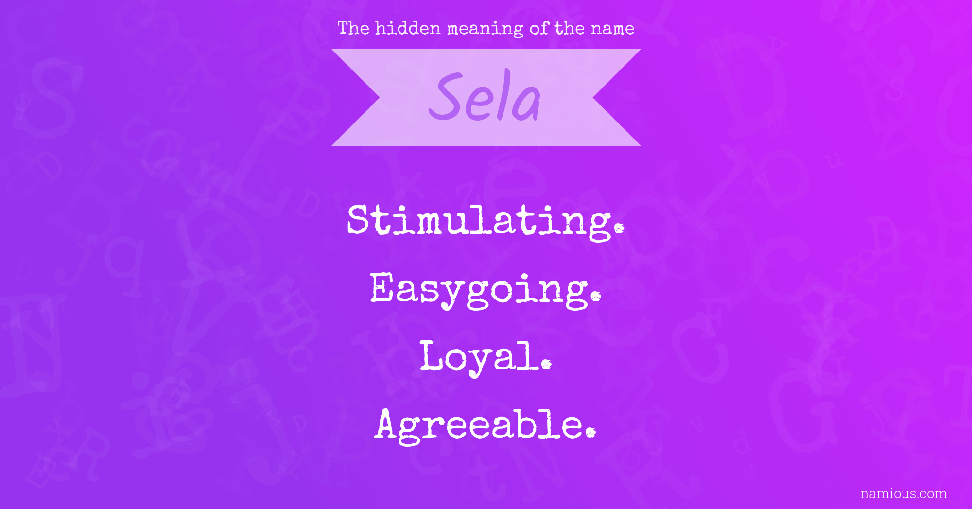 The hidden meaning of the name Sela