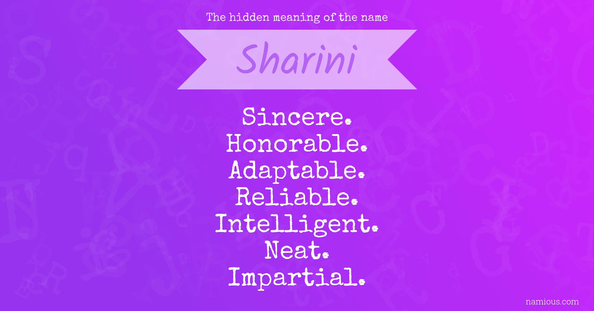 The hidden meaning of the name Sharini