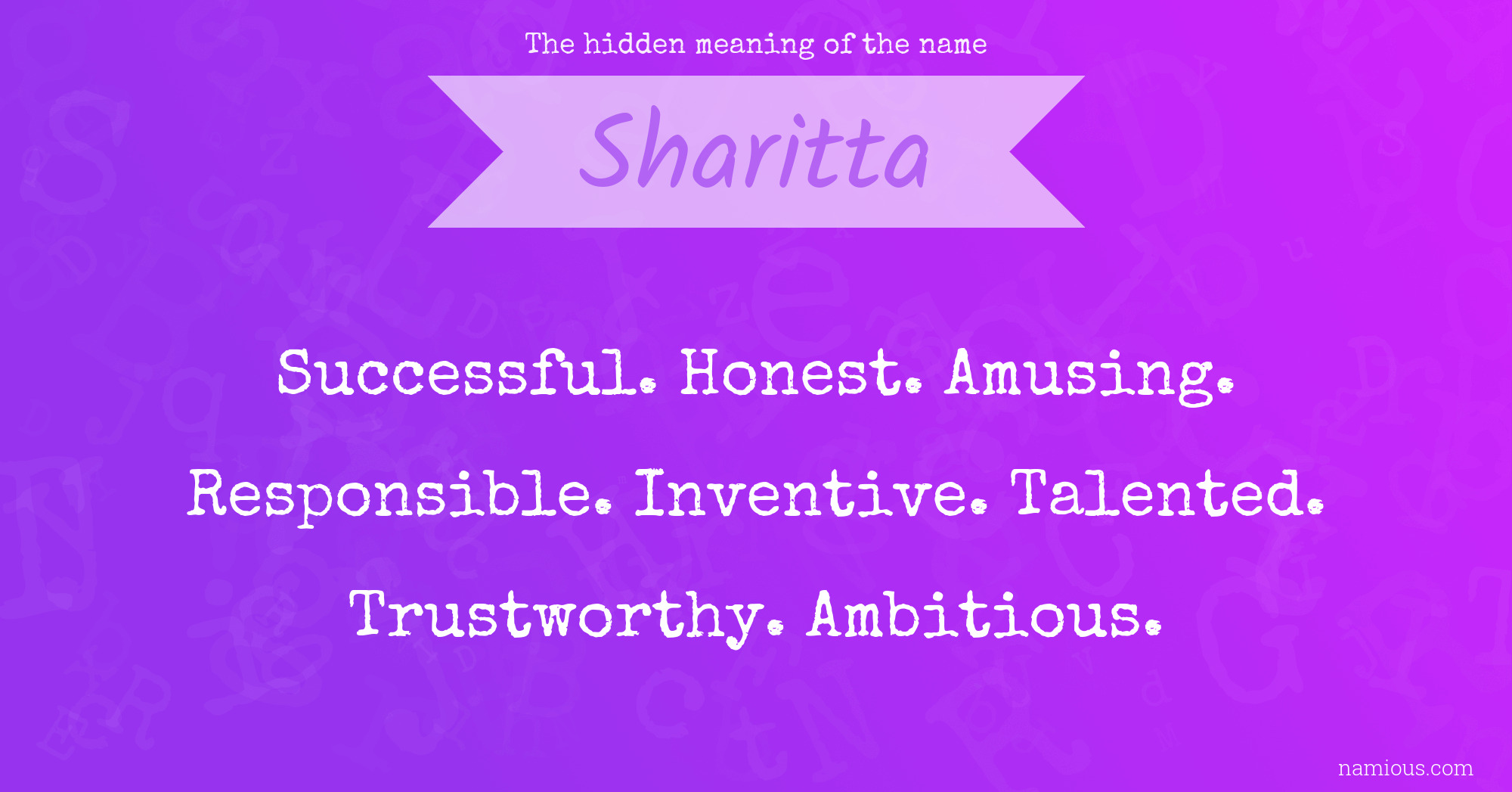 The hidden meaning of the name Sharitta