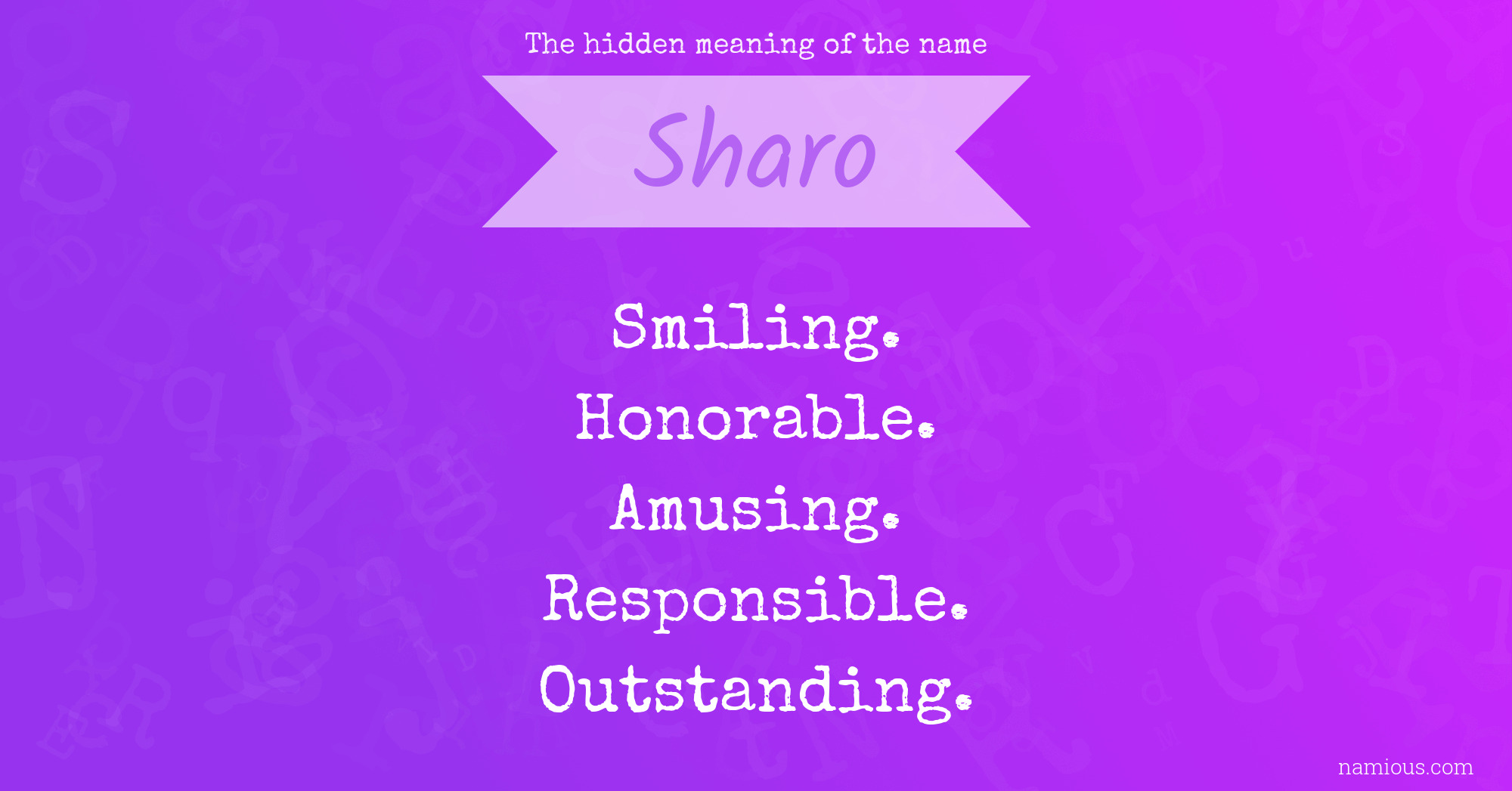 The hidden meaning of the name Sharo