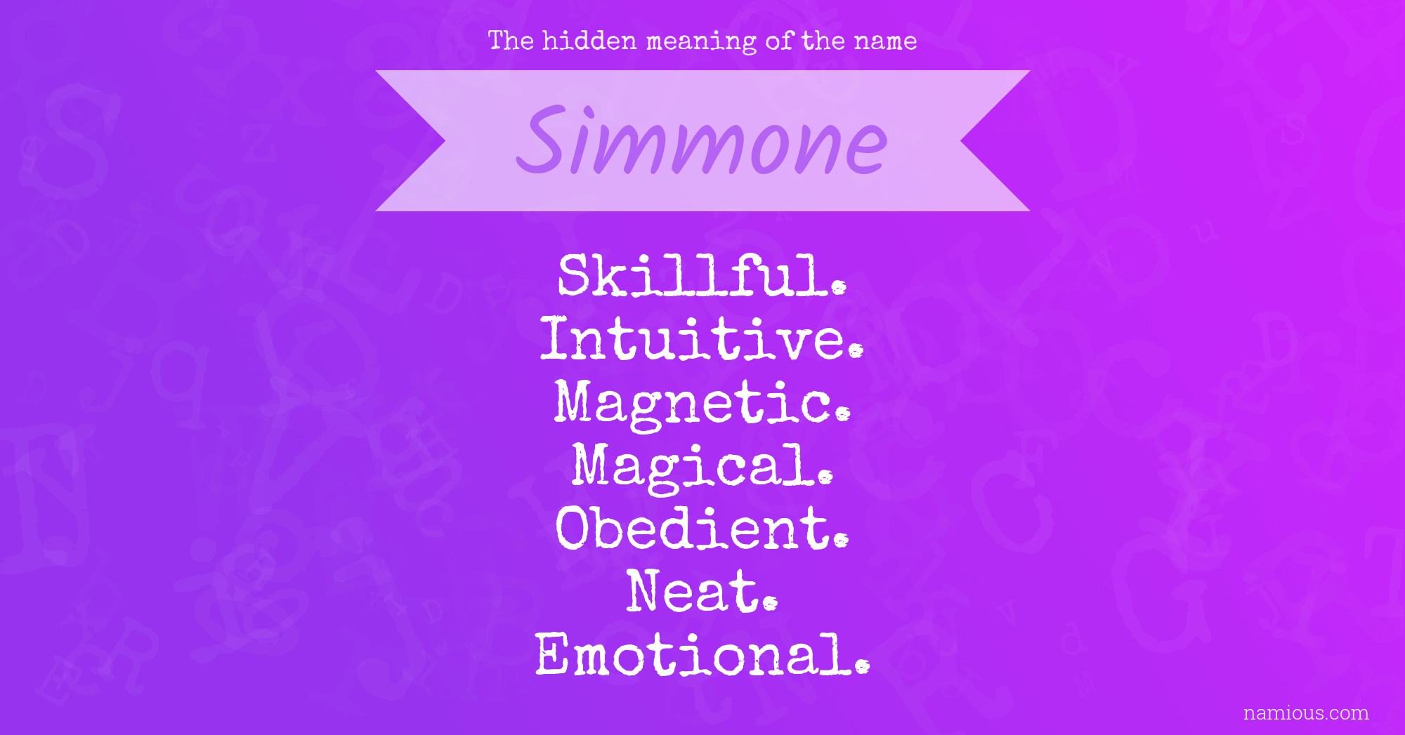 The hidden meaning of the name Simmone