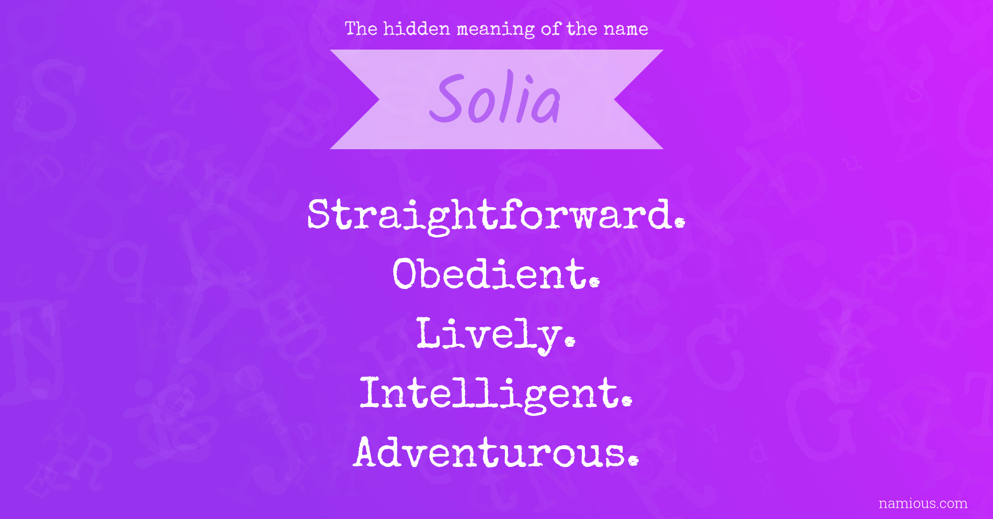 The hidden meaning of the name Solia