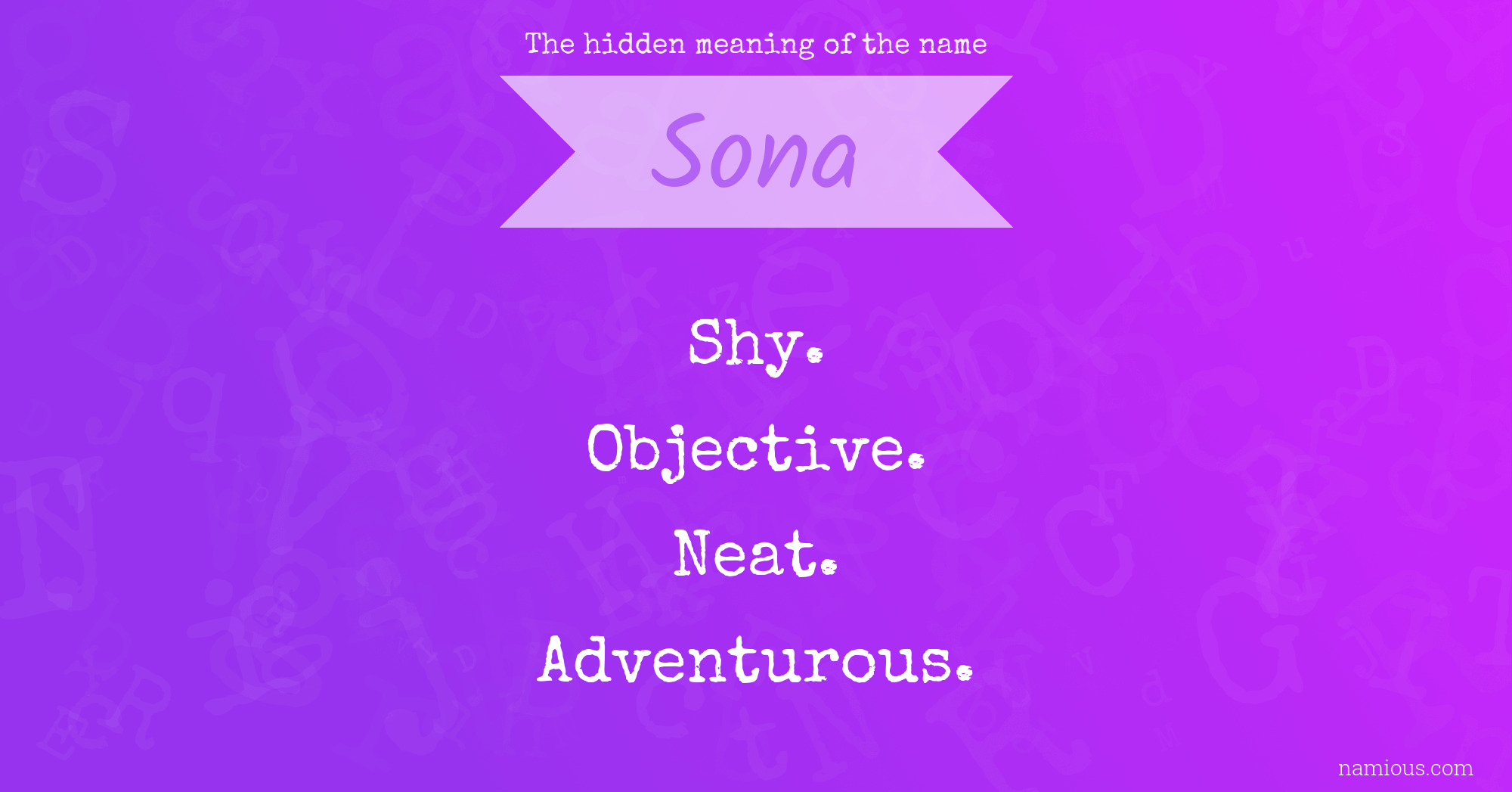 The hidden meaning of the name Sona