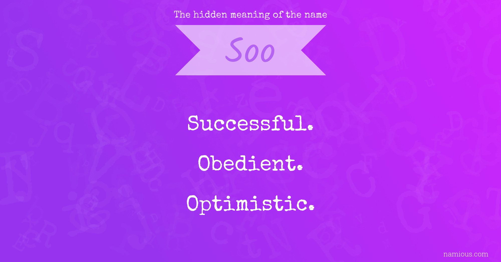 The hidden meaning of the name Soo