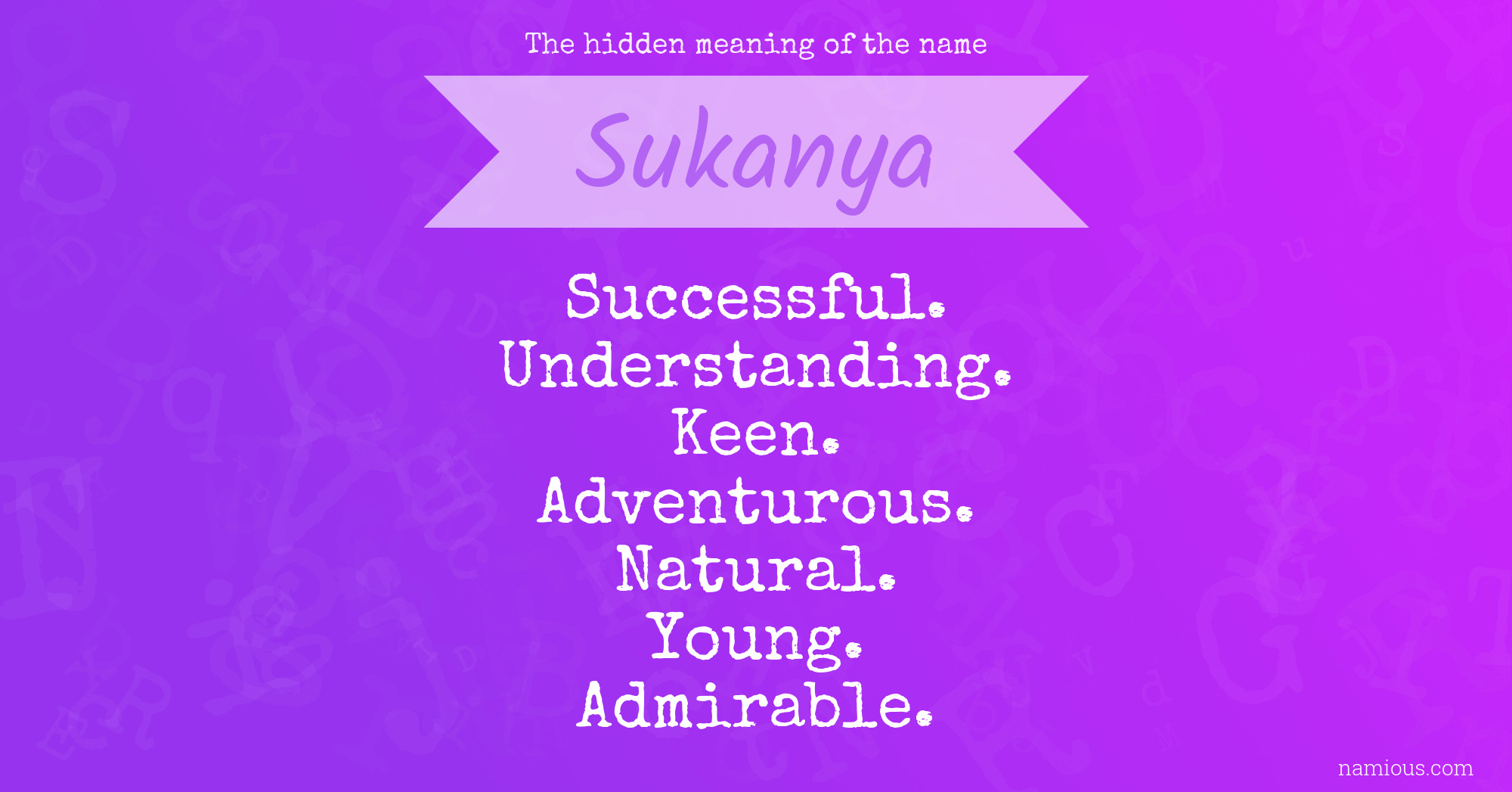 The hidden meaning of the name Sukanya