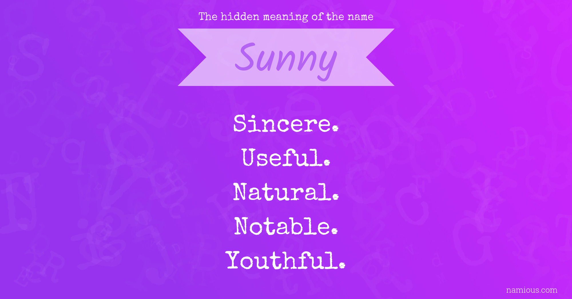 The hidden meaning of the name Sunny