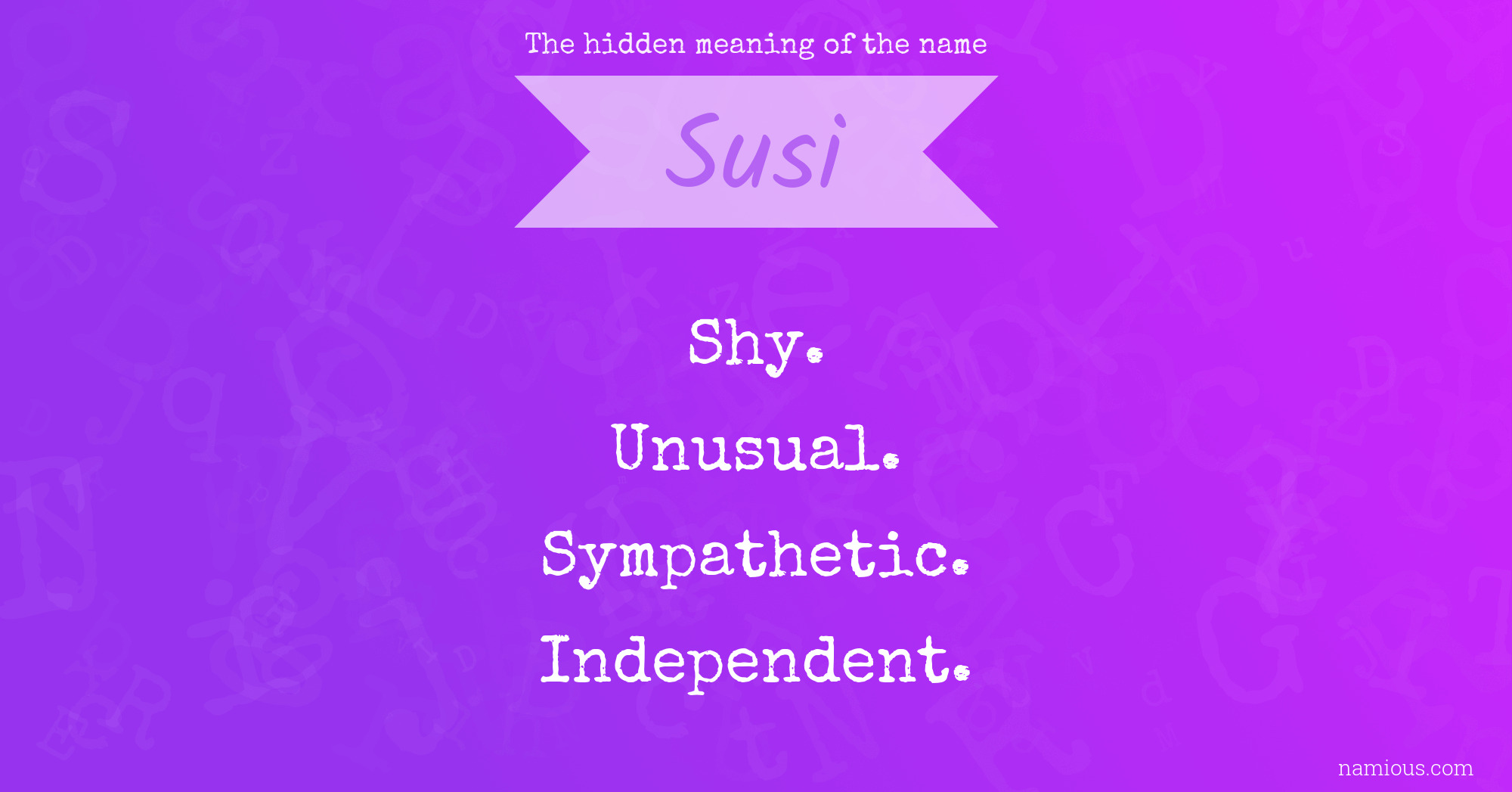 The hidden meaning of the name Susi
