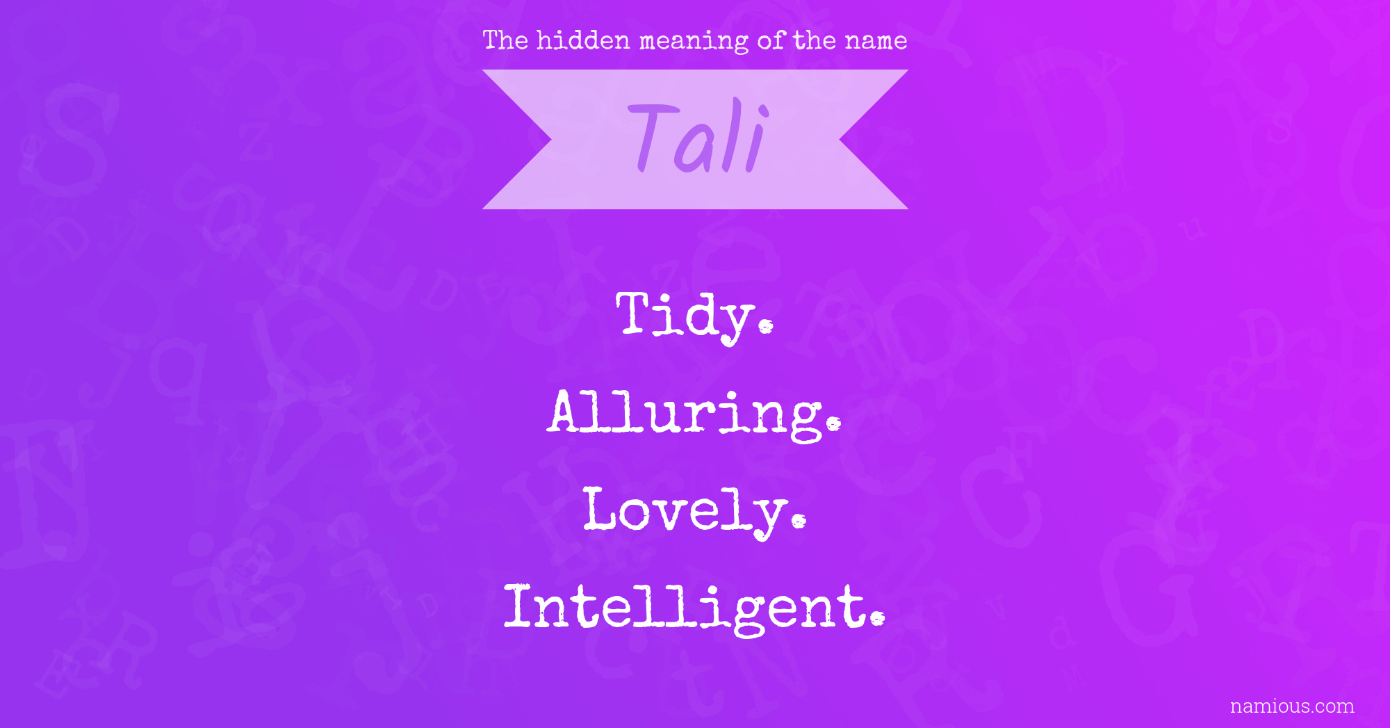 The hidden meaning of the name Tali