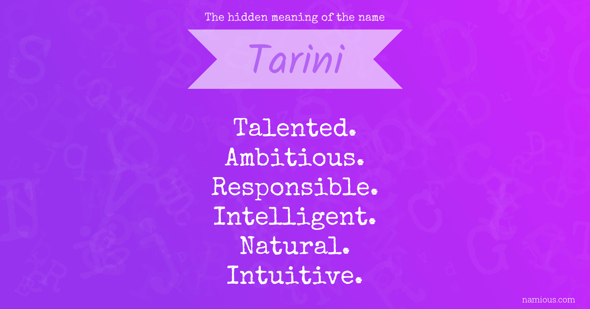 The hidden meaning of the name Tarini