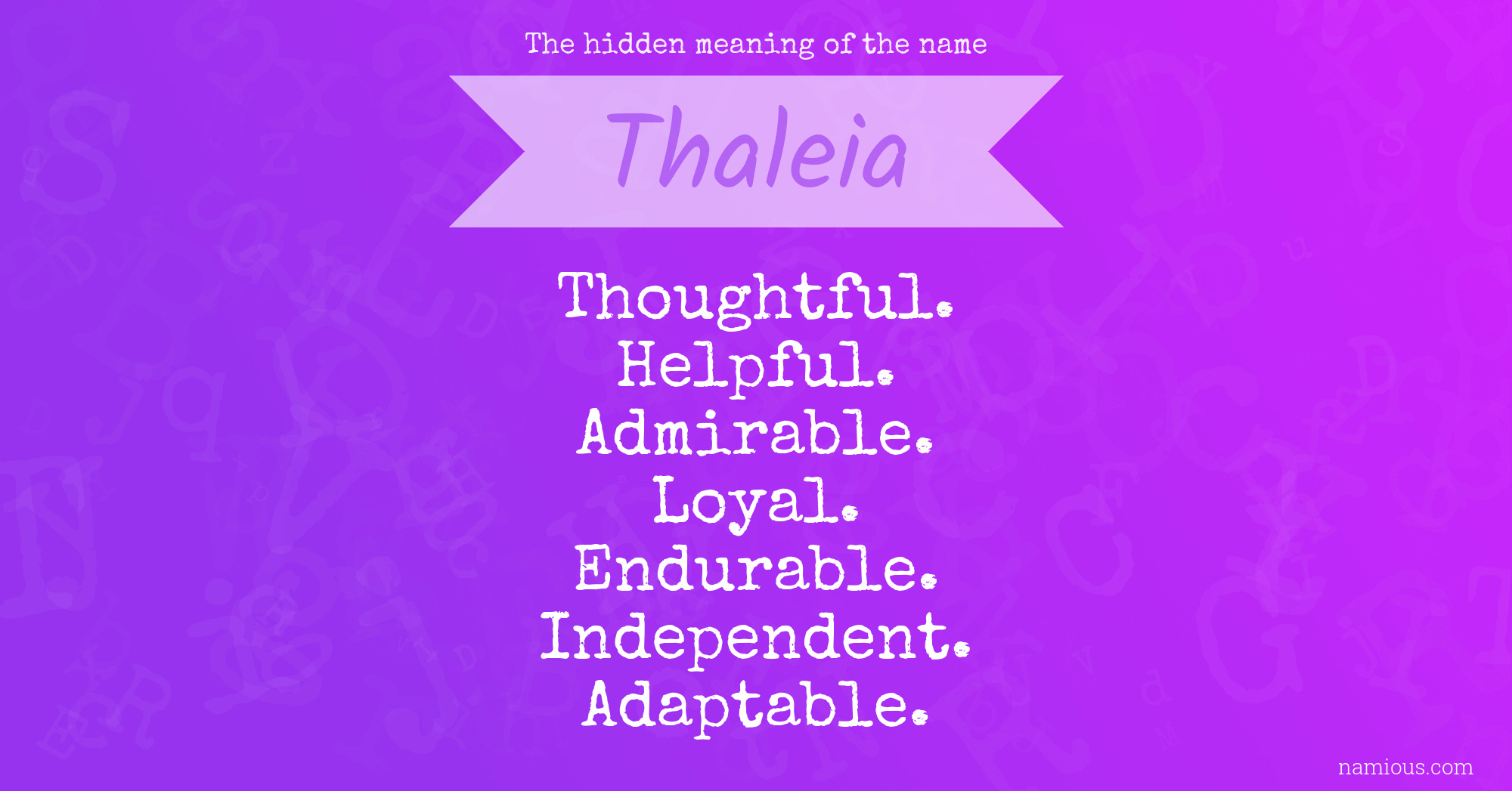 The hidden meaning of the name Thaleia