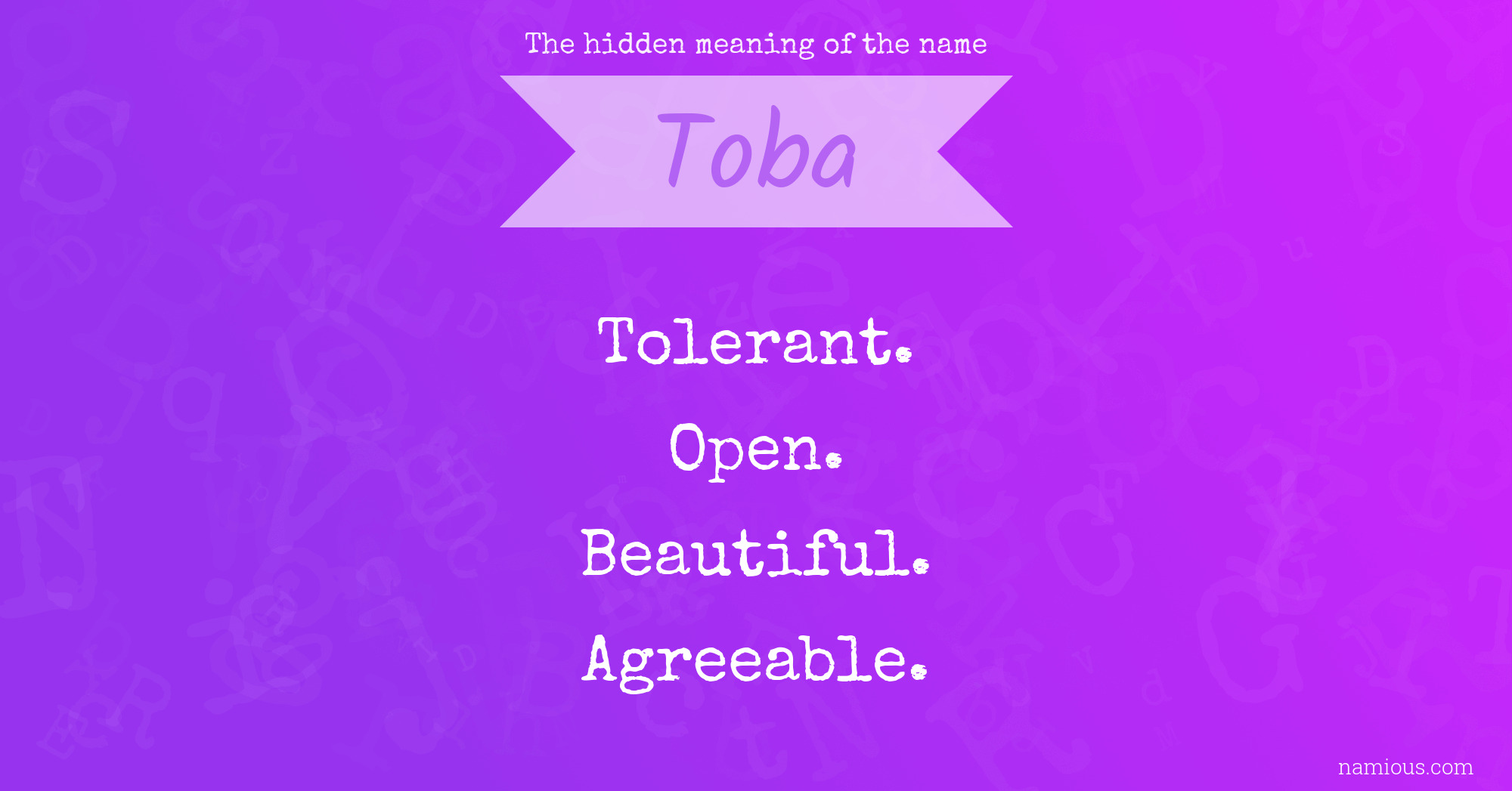The hidden meaning of the name Toba