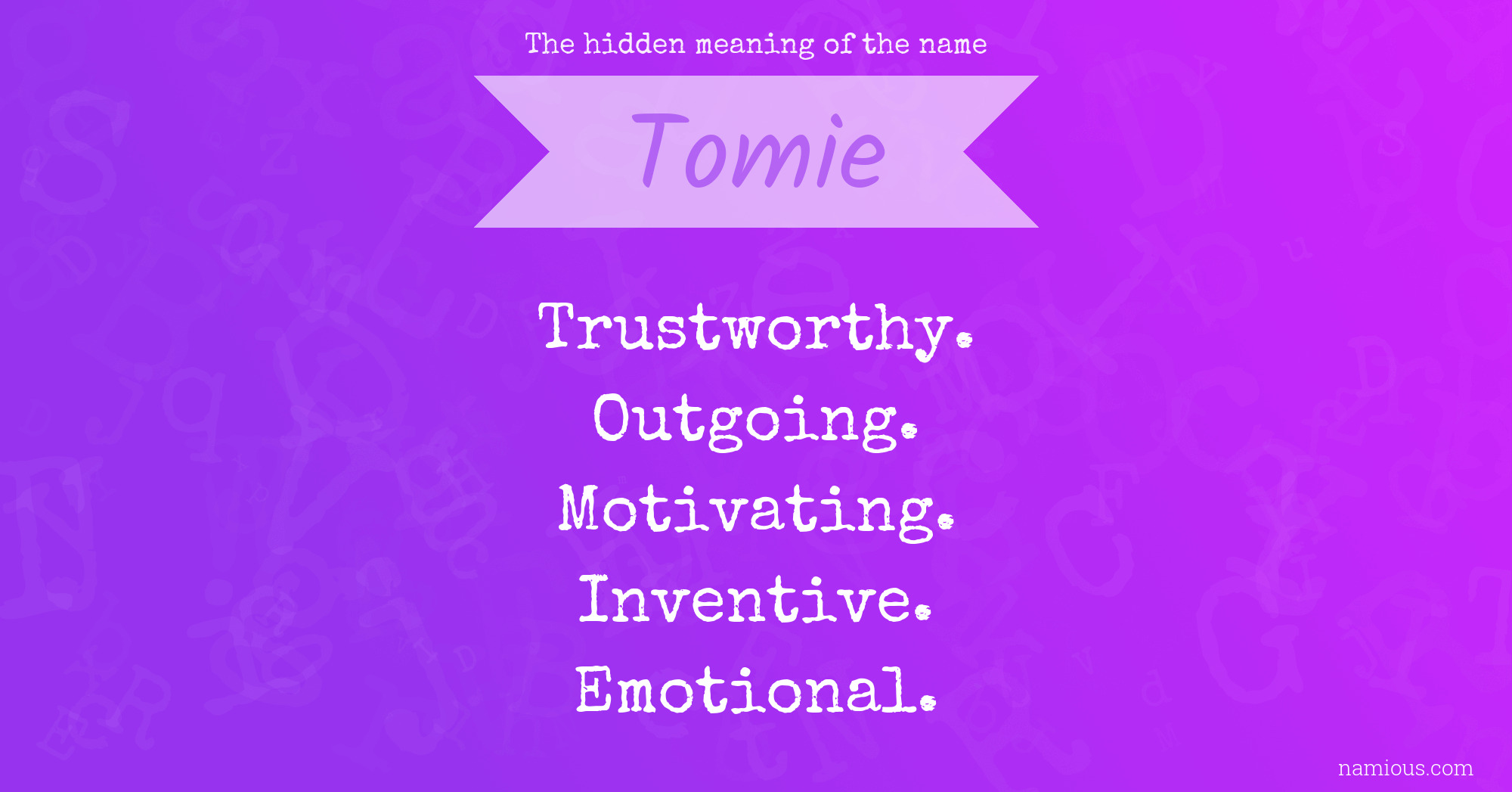 The hidden meaning of the name Tomie