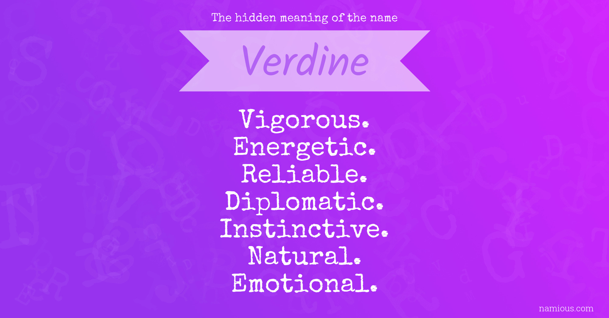 The hidden meaning of the name Verdine