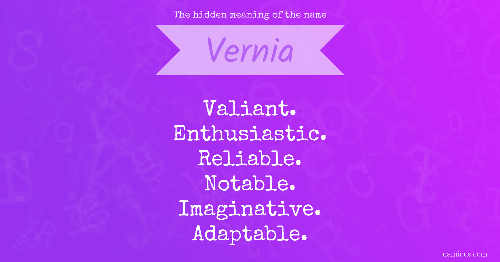 The hidden meaning of the name Vernia