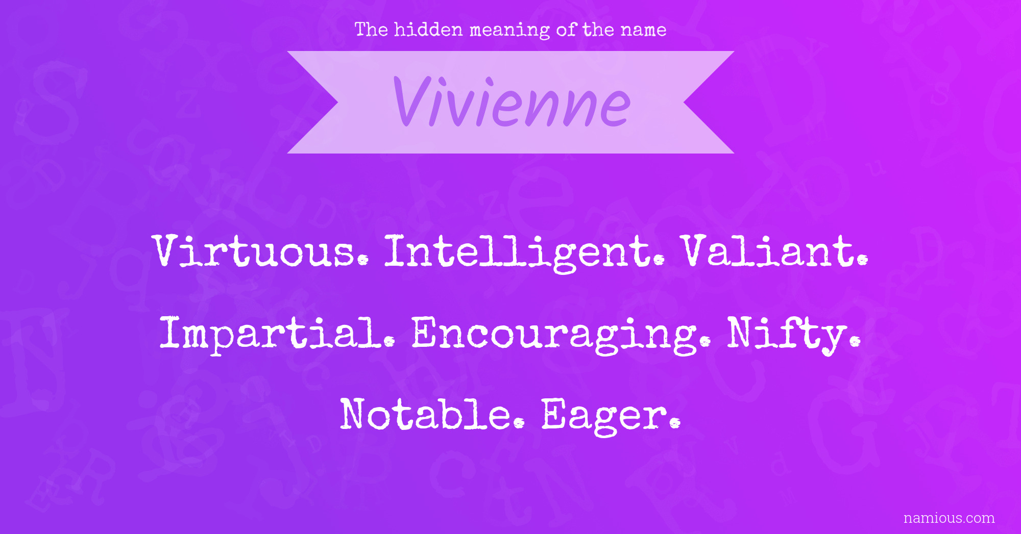 The hidden meaning of the name Vivienne