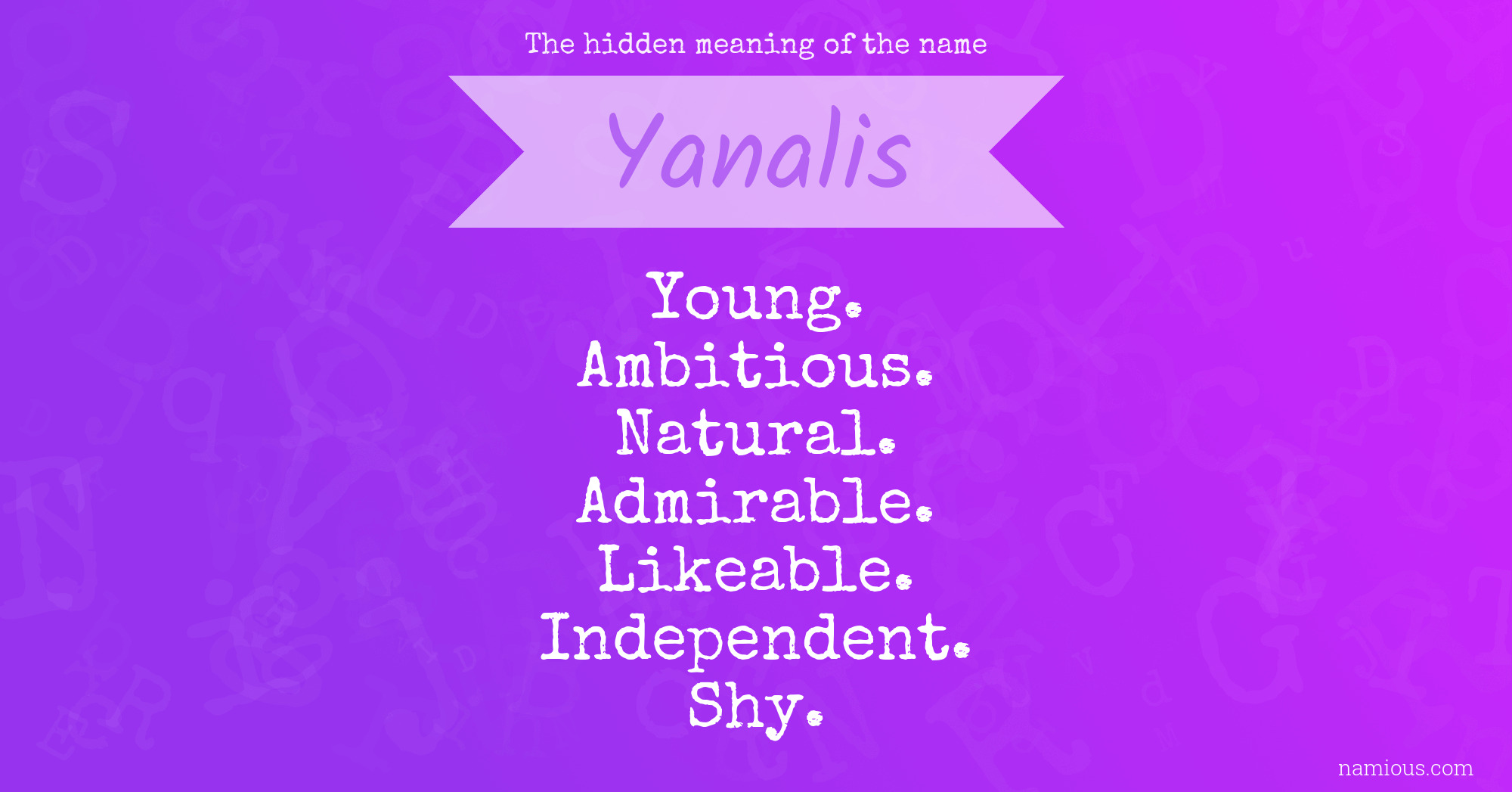 The hidden meaning of the name Yanalis