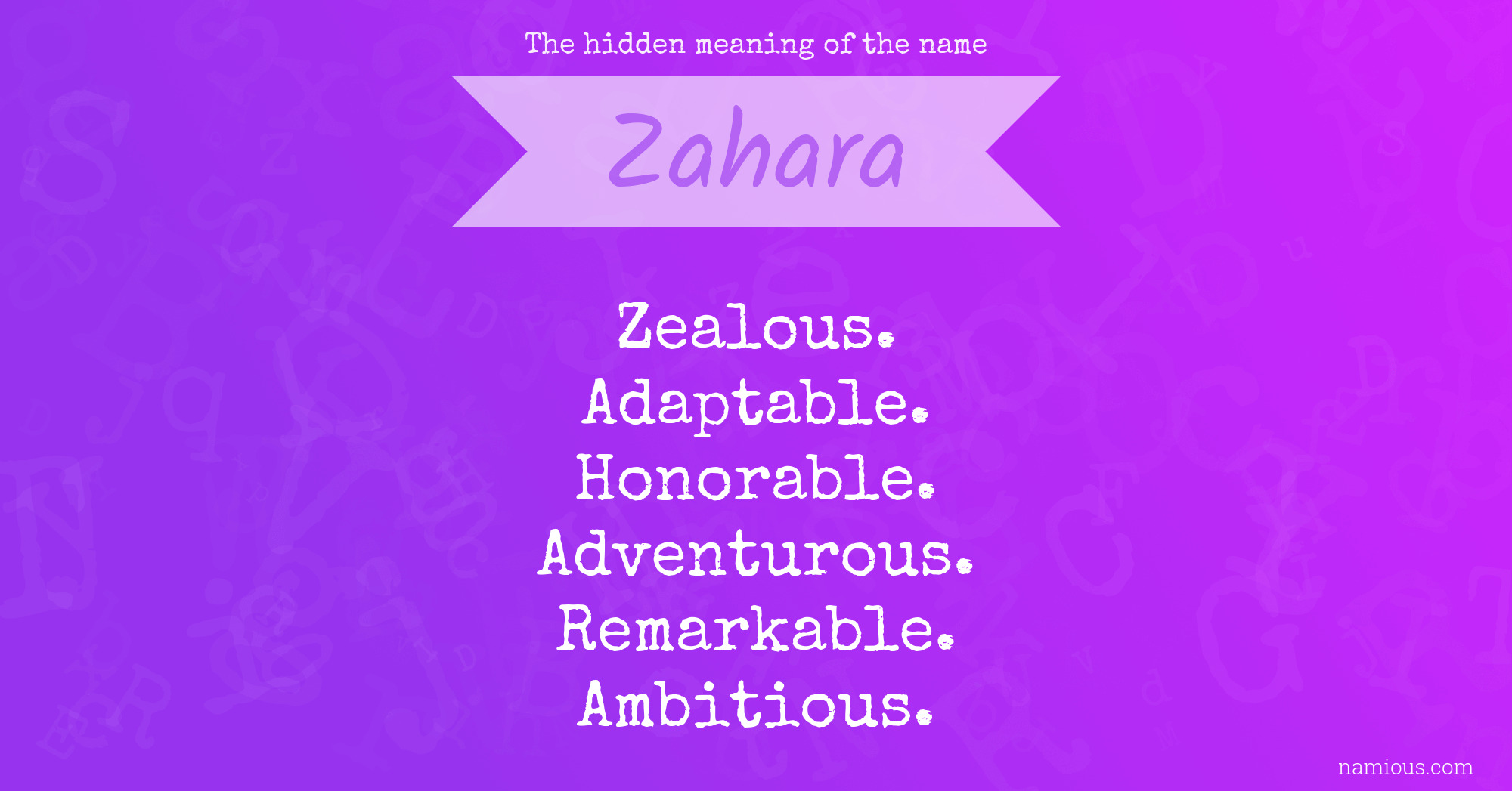 The hidden meaning of the name Zahara