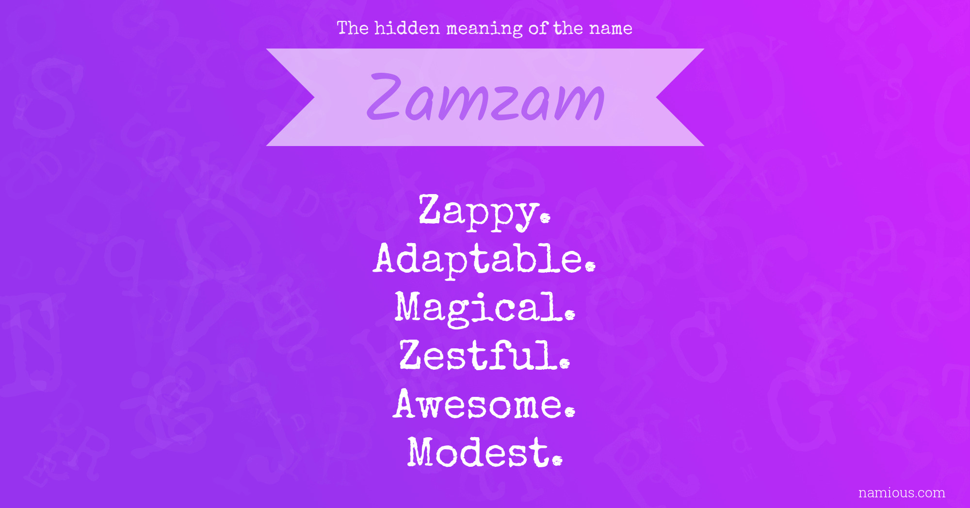 The hidden meaning of the name Zamzam