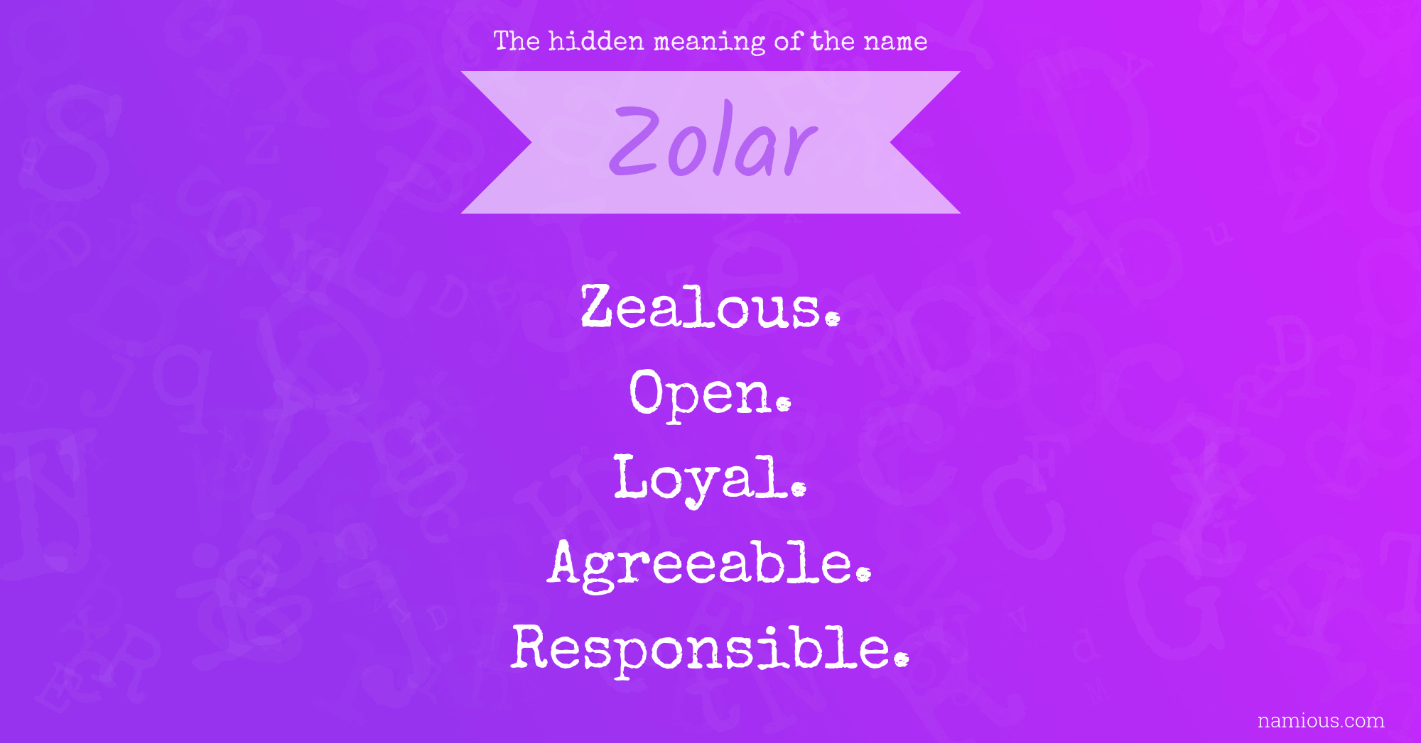 The hidden meaning of the name Zolar