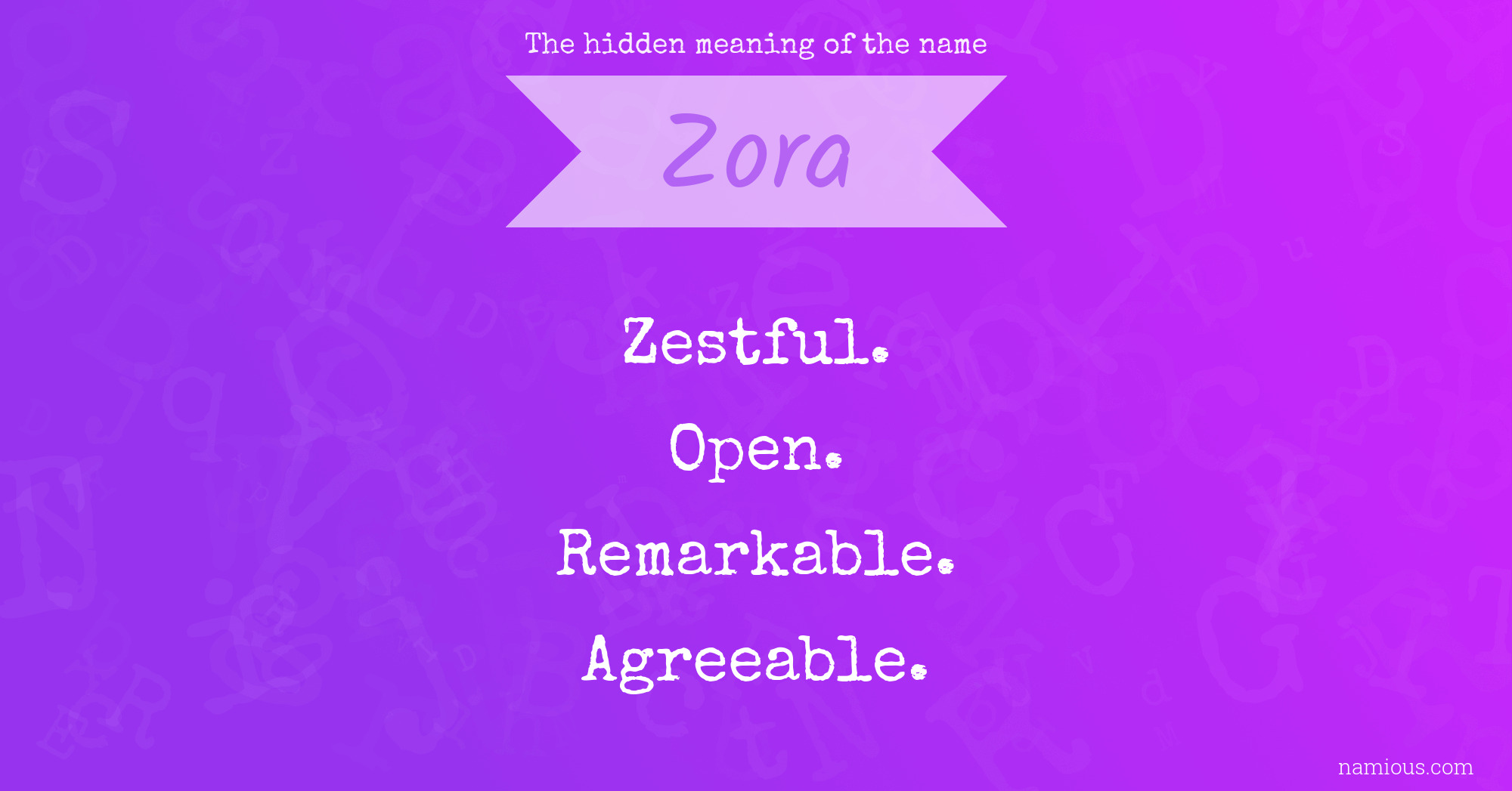 The hidden meaning of the name Zora