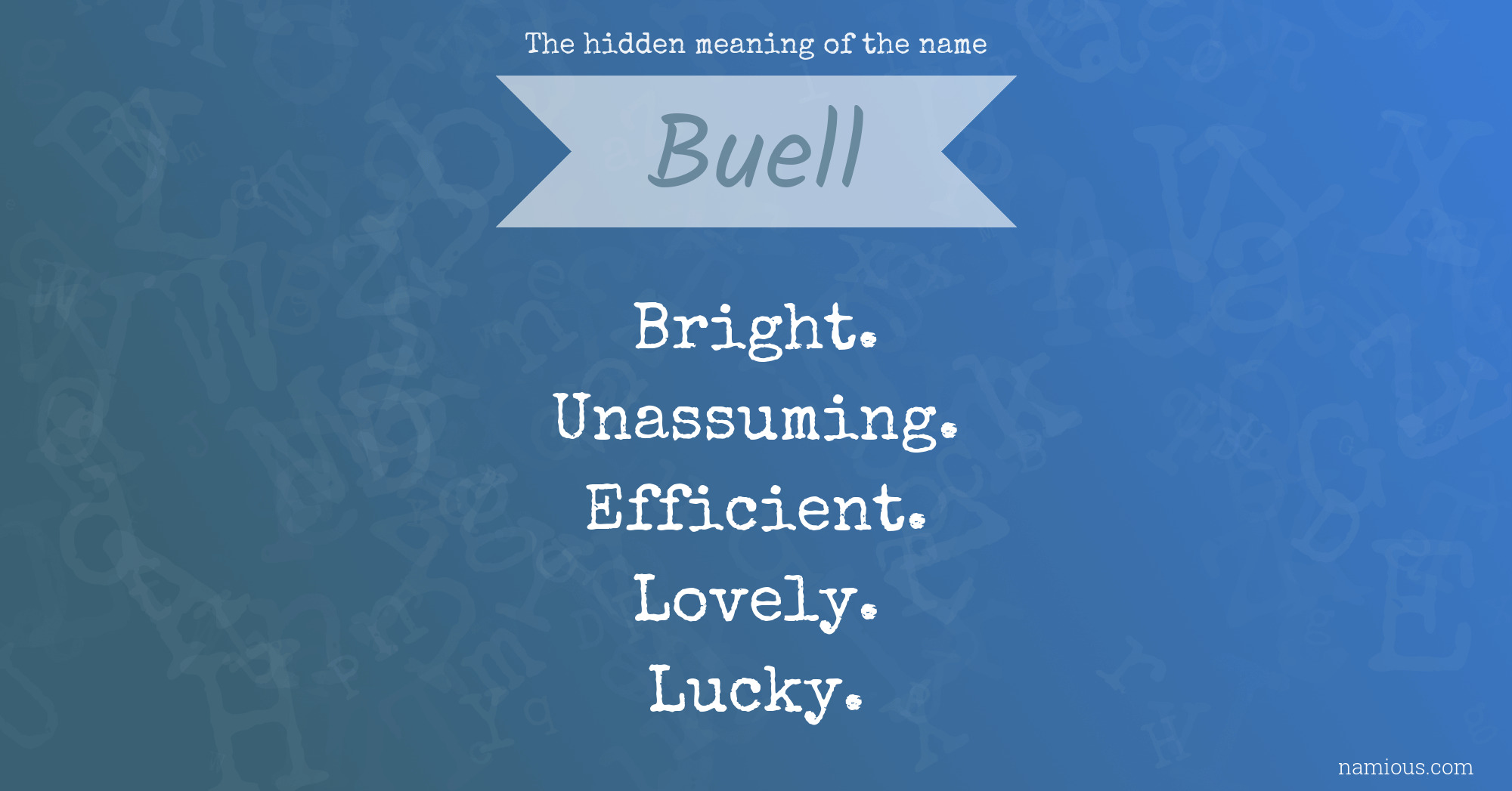 The hidden meaning of the name Buell