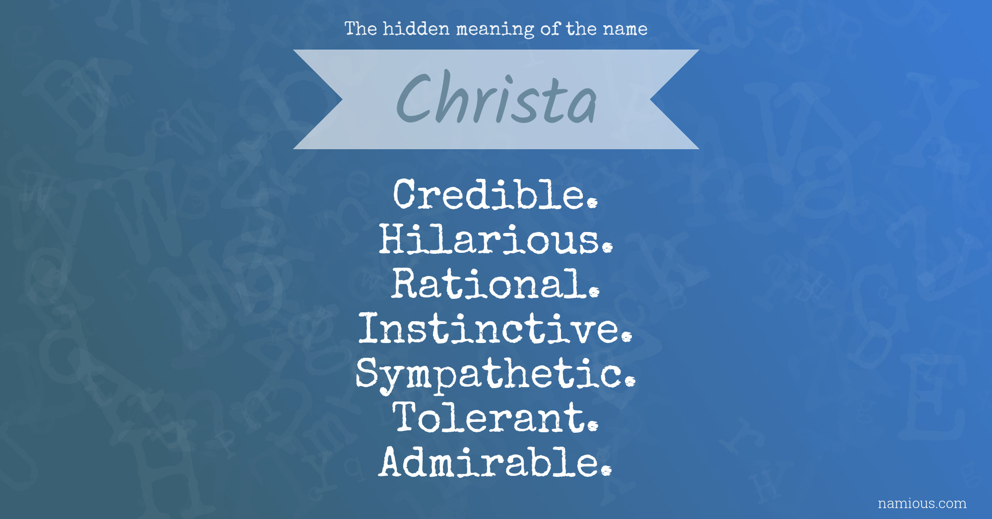 The hidden meaning of the name Christa