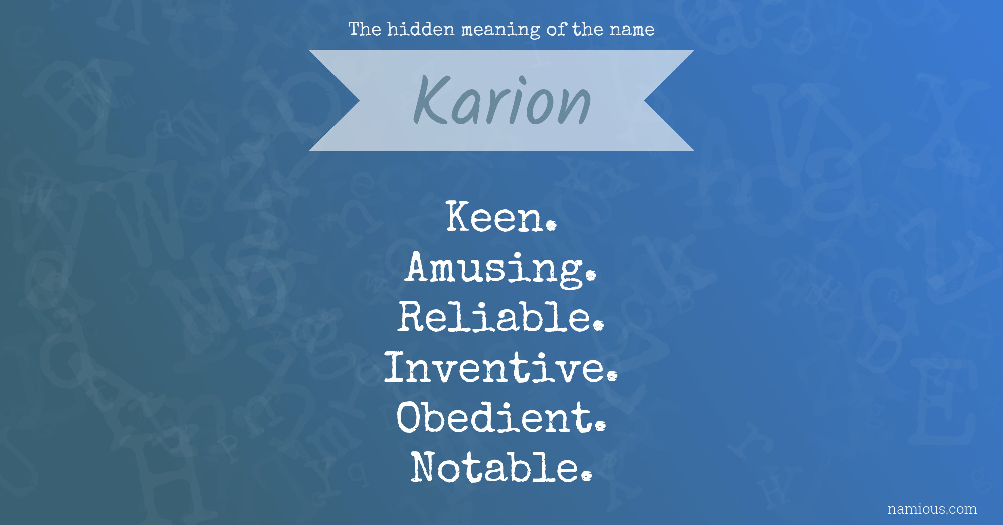 The hidden meaning of the name Karion
