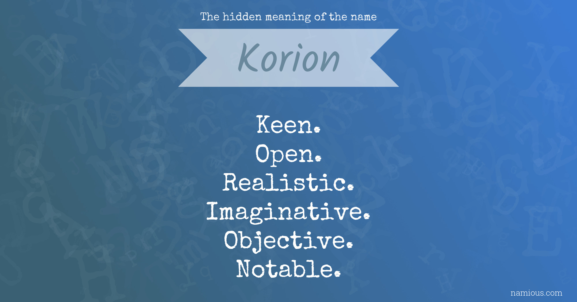 The hidden meaning of the name Korion