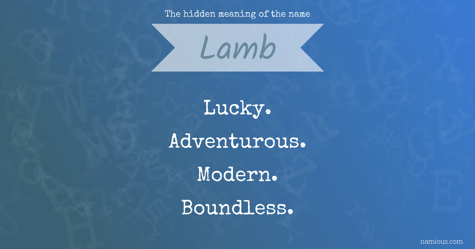 The hidden meaning of the name Lamb