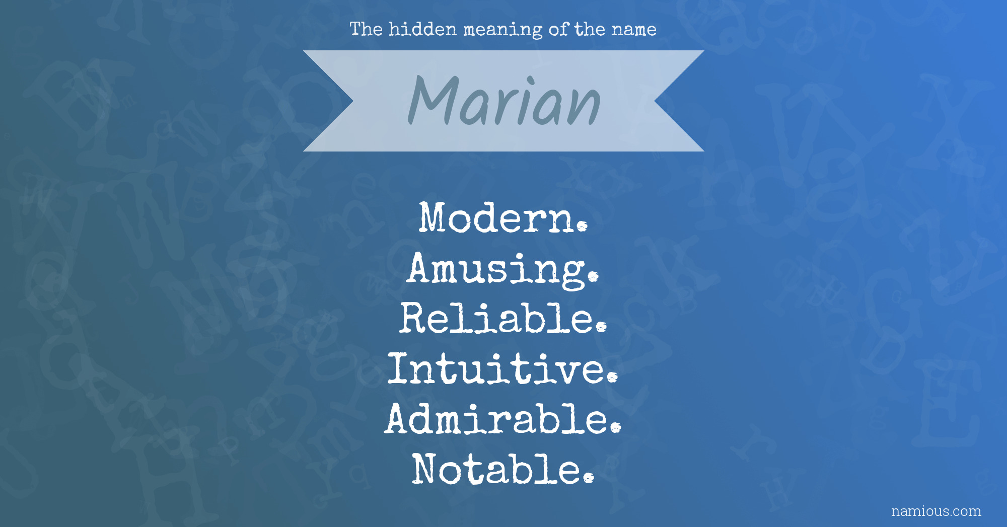 The hidden meaning of the name Marian