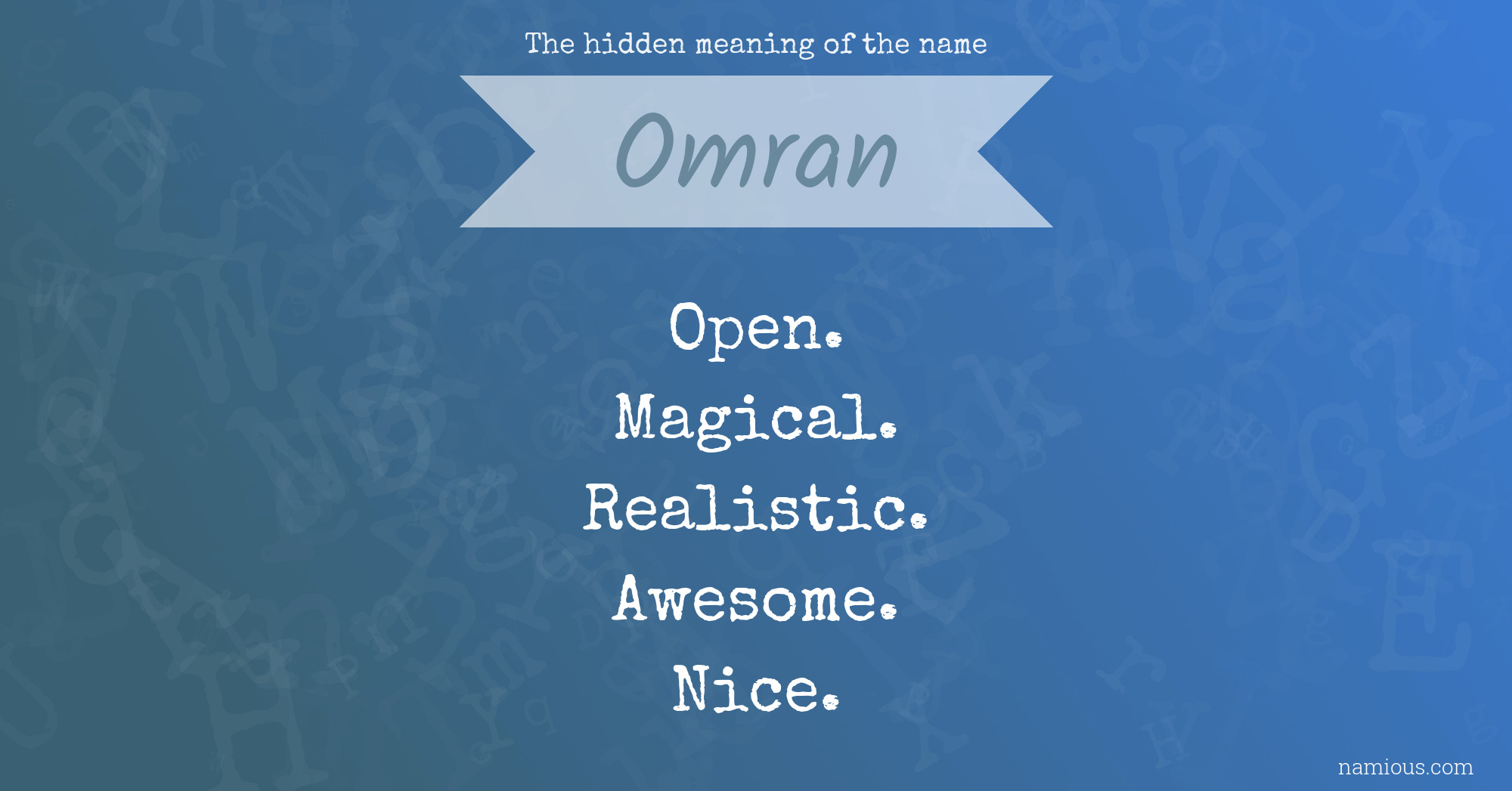 The hidden meaning of the name Omran