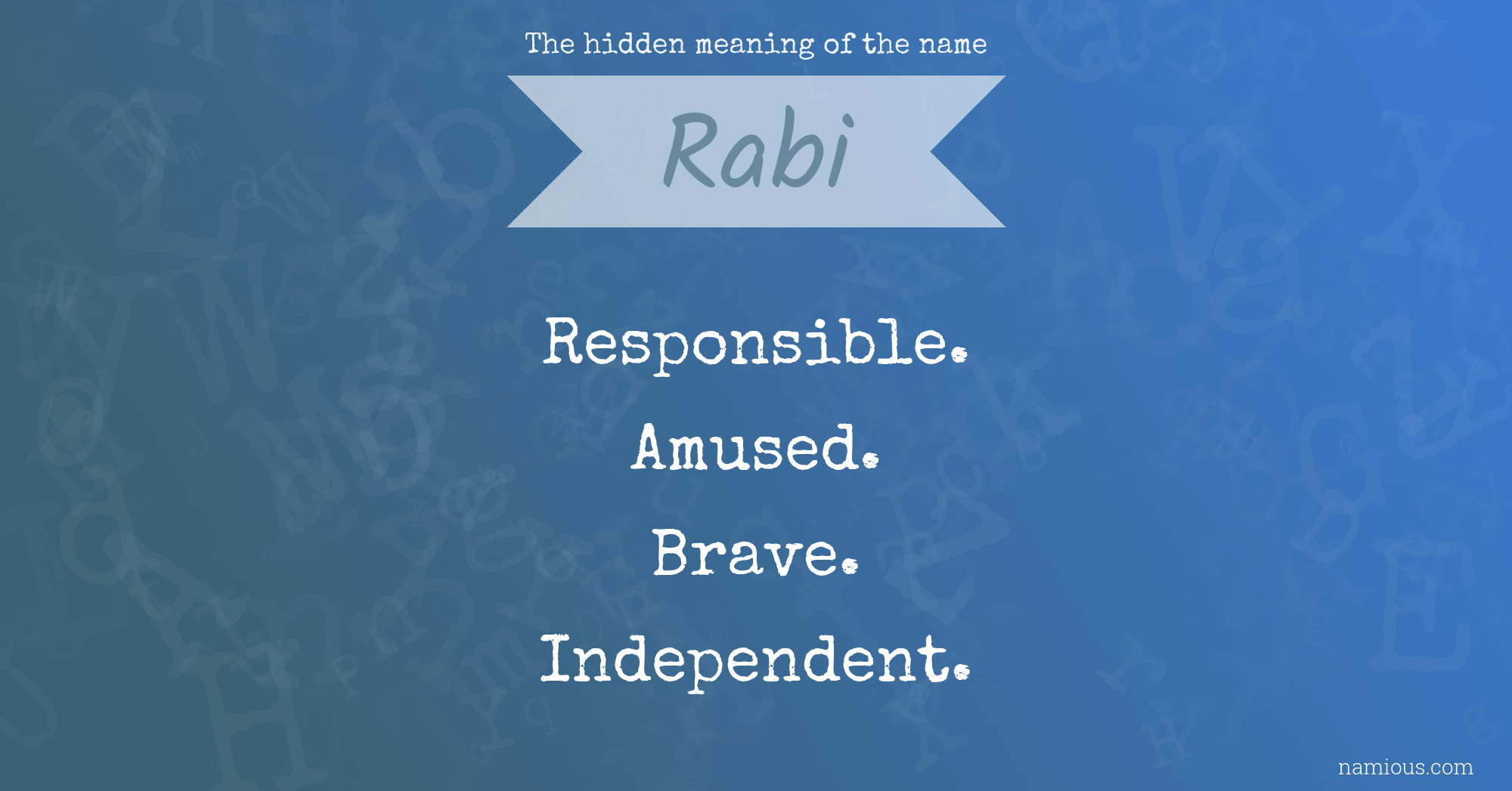 The hidden meaning of the name Rabi