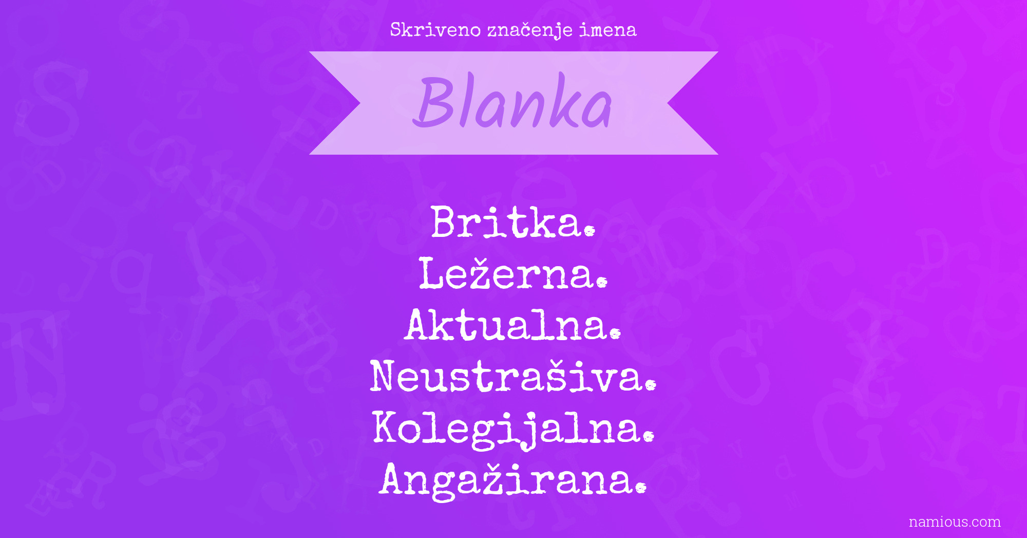 Skriveno značenje imena Blanka