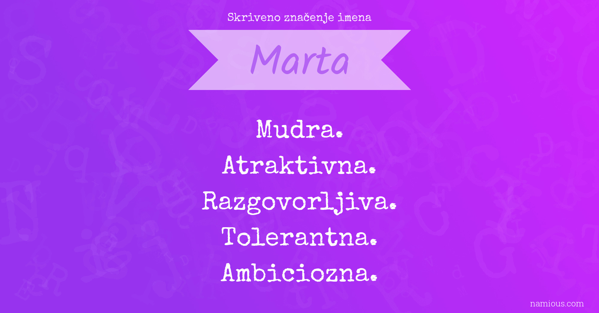 Skriveno značenje imena Marta | Namious