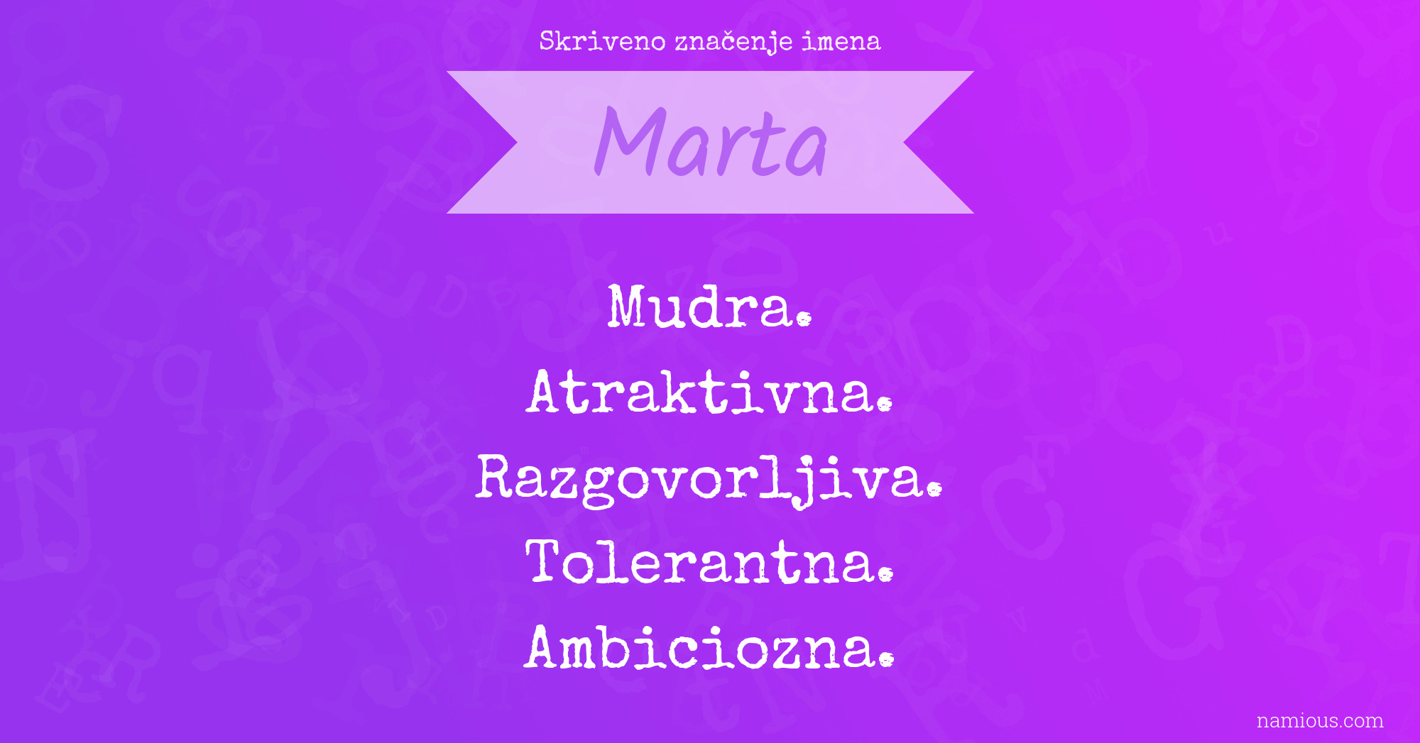 Skriveno značenje imena Marta