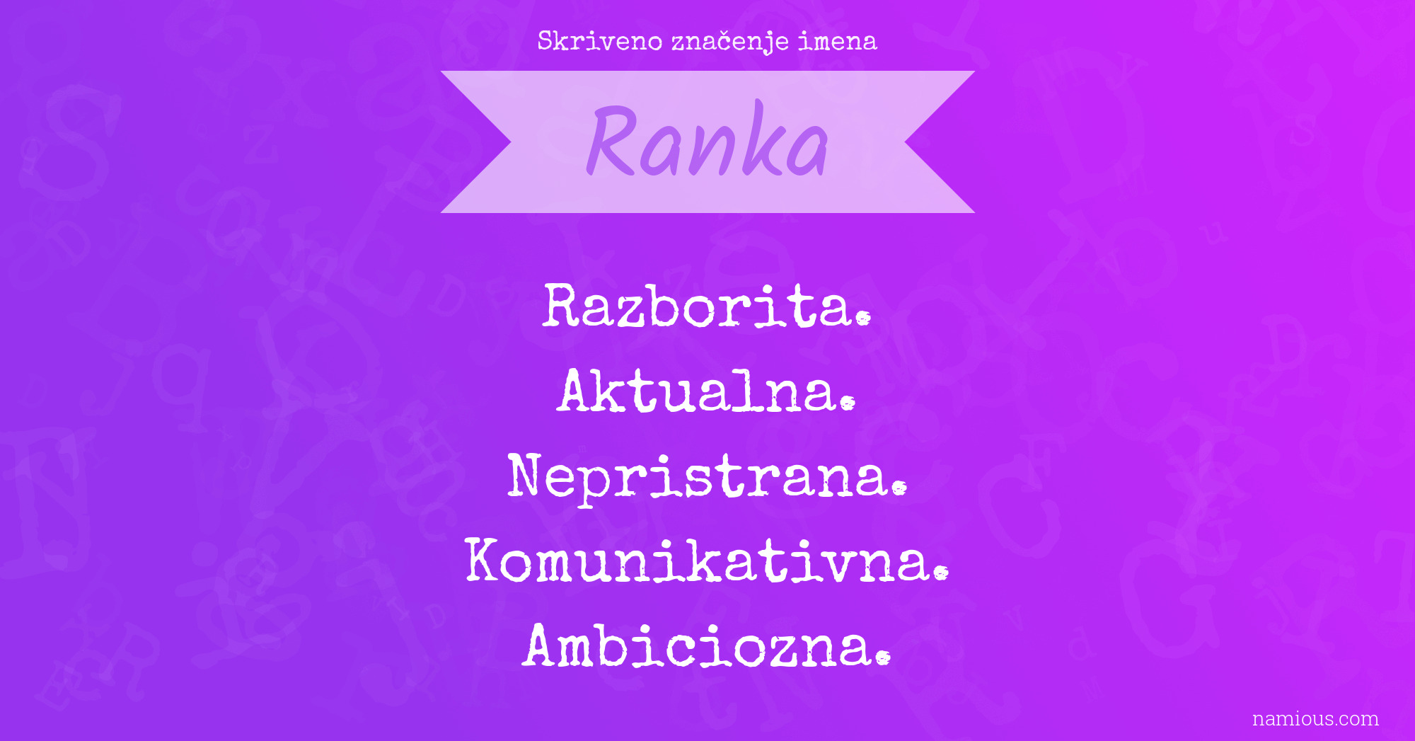 Skriveno značenje imena Ranka