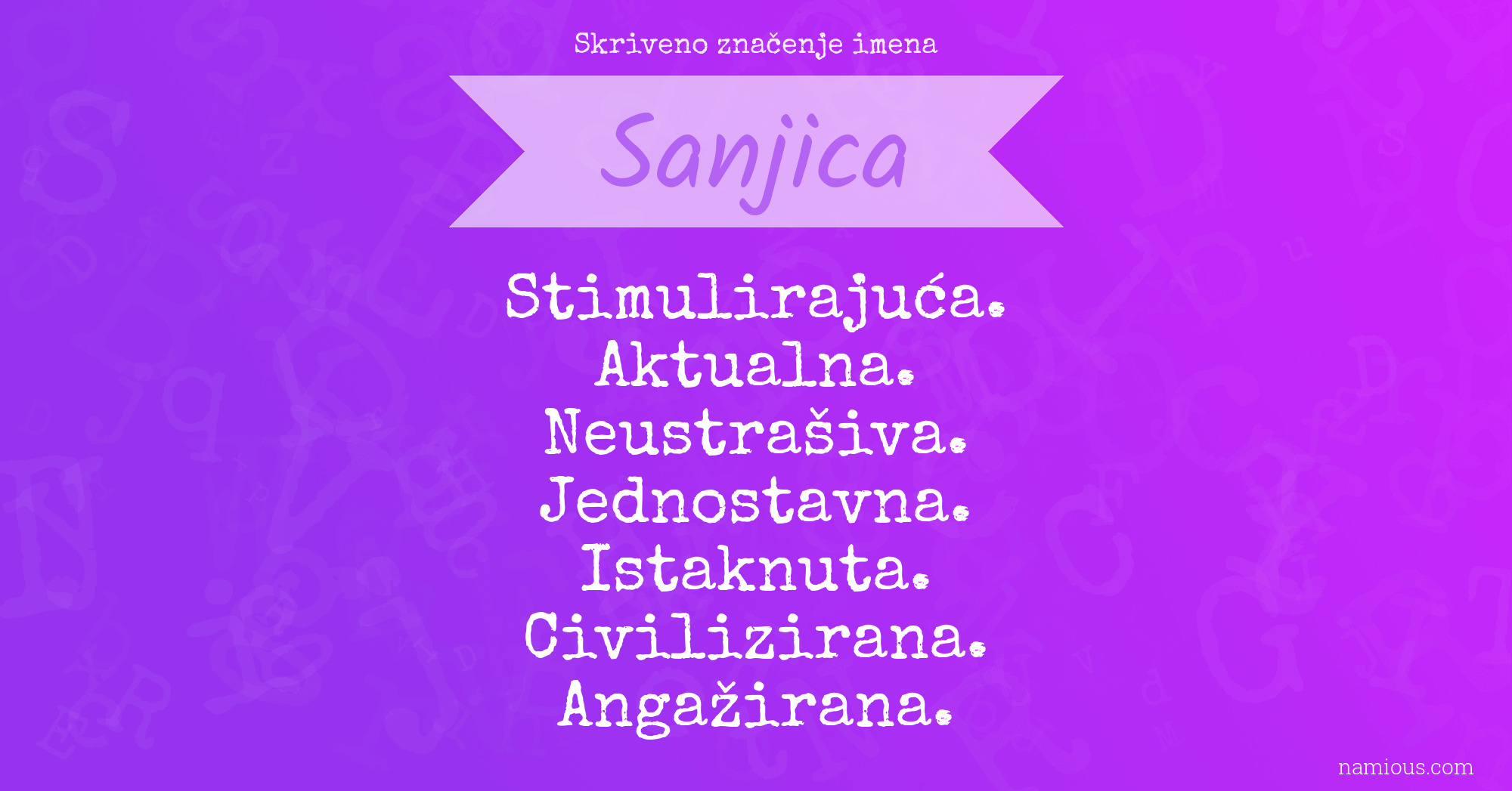 Skriveno značenje imena Sanjica