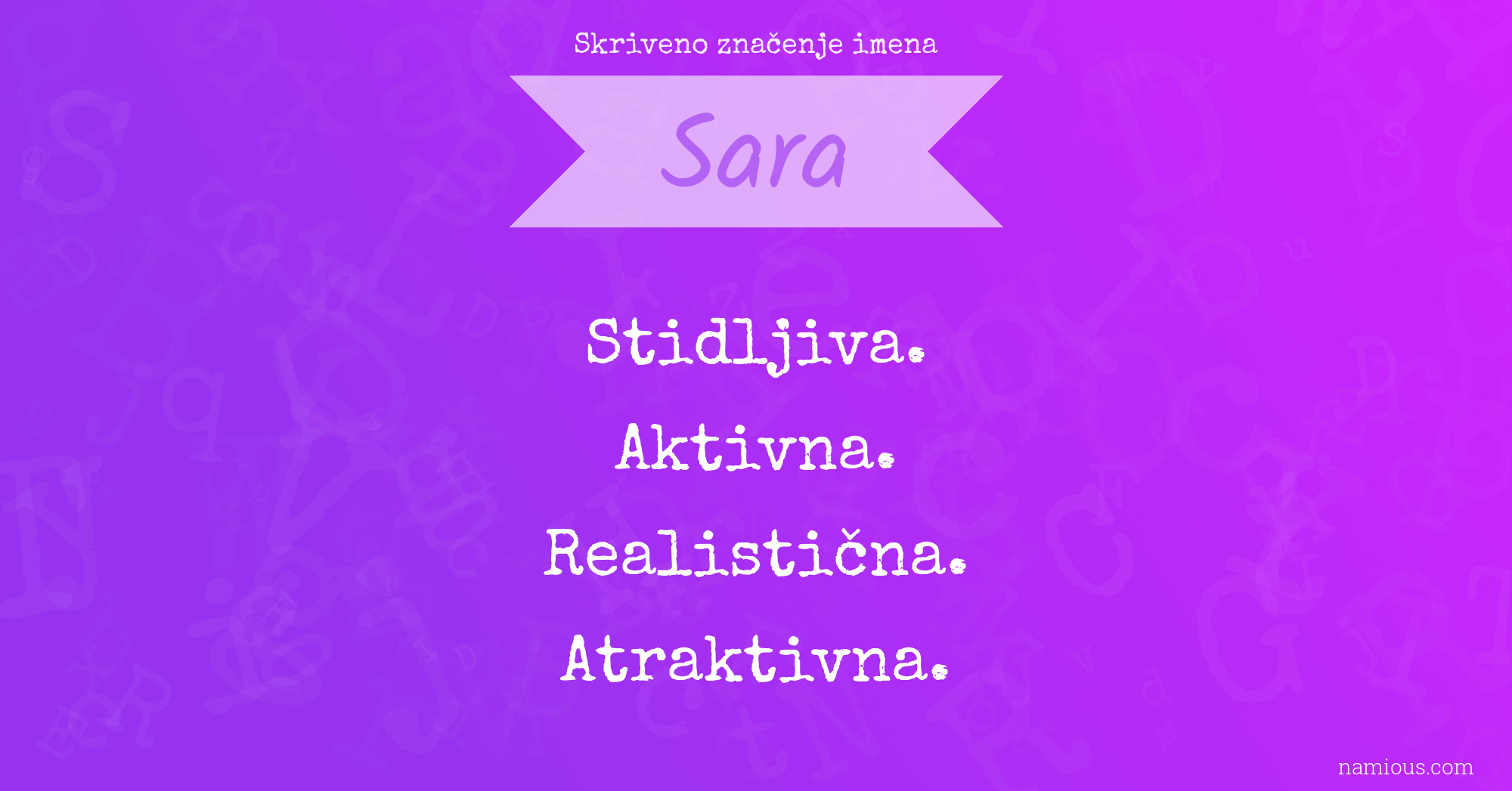 Skriveno značenje imena Sara
