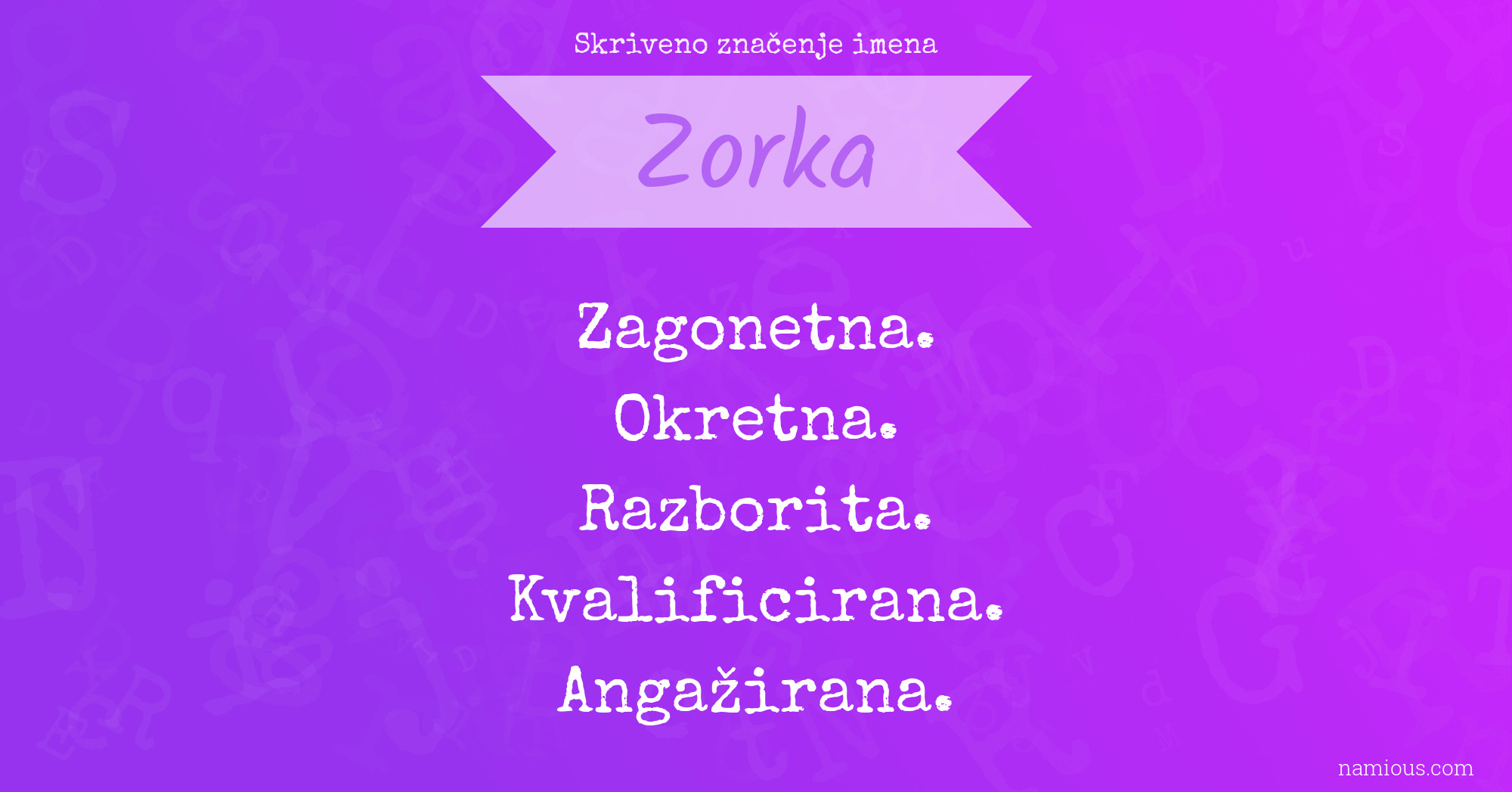 Skriveno značenje imena Zorka