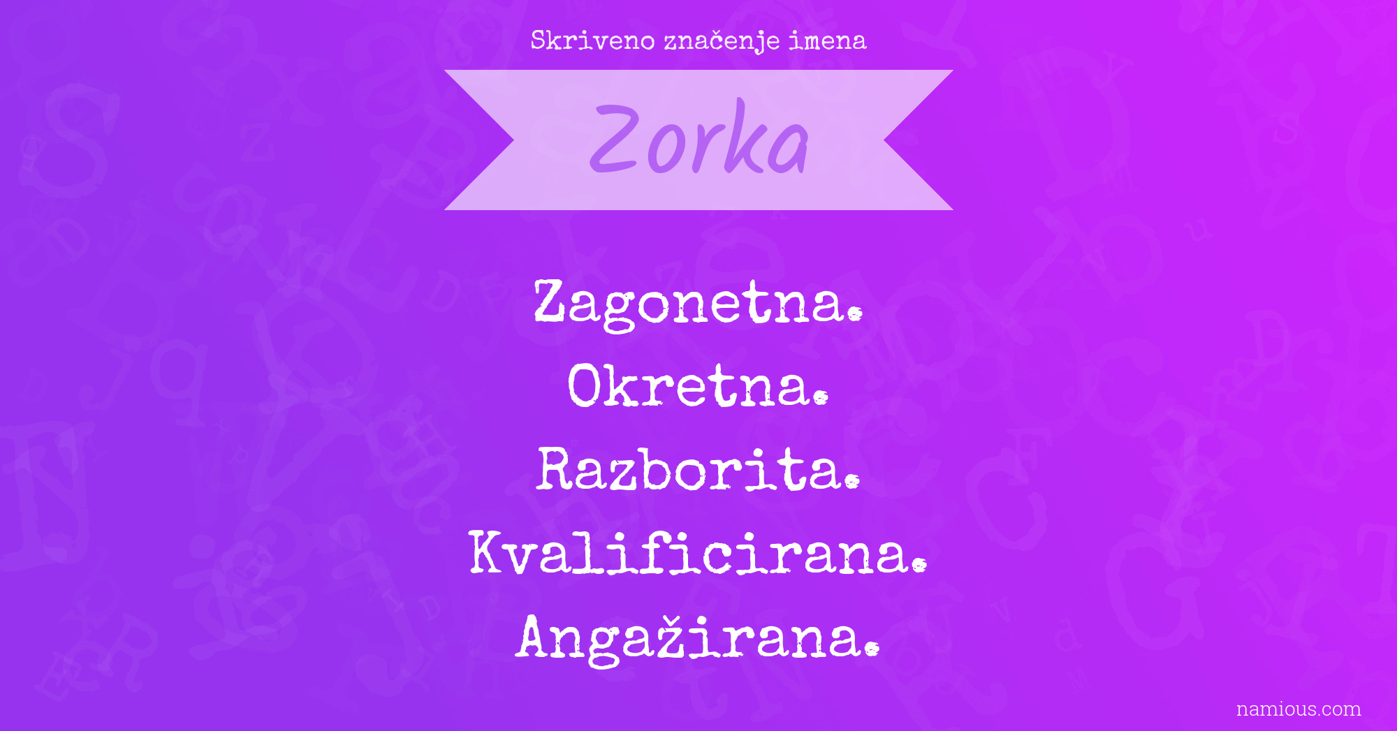 Skriveno značenje imena Zorka