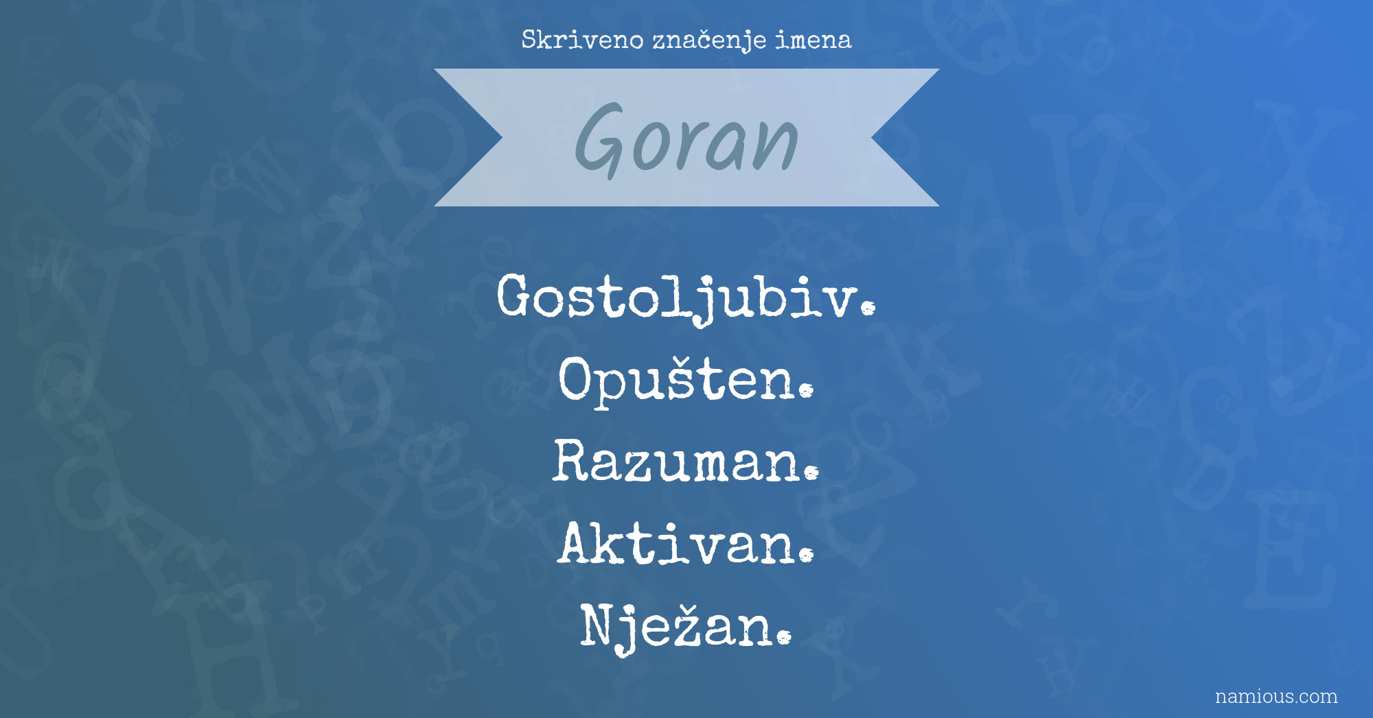 Skriveno značenje imena Goran