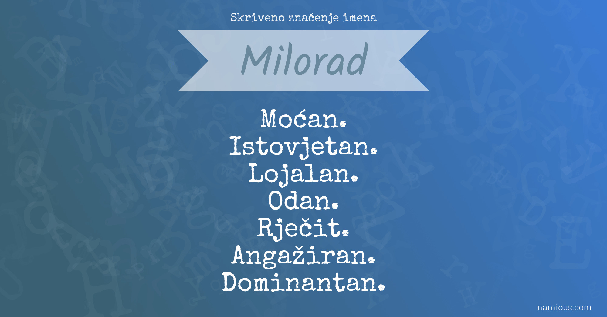 Skriveno značenje imena Milorad